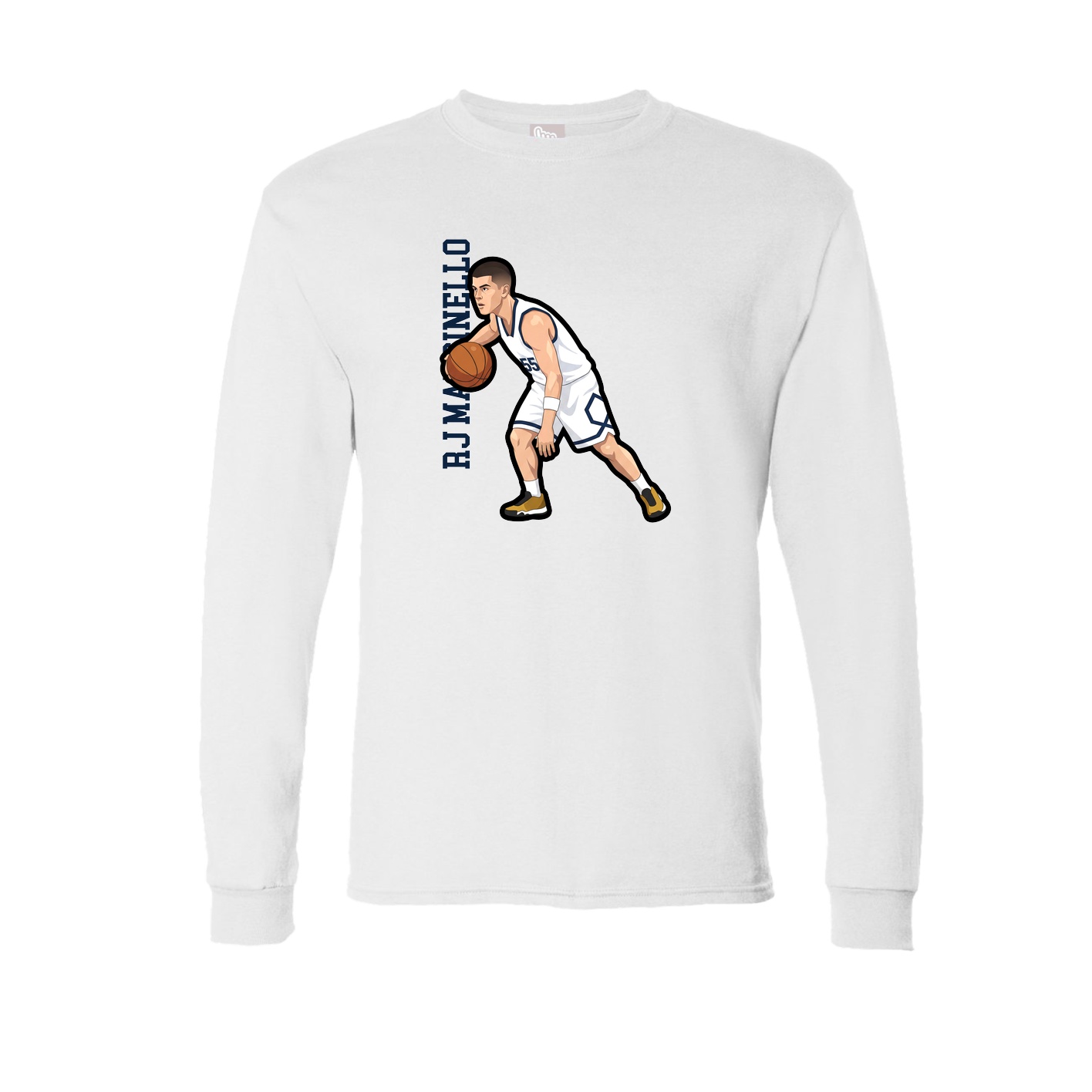 Long Sleeve Tee — Name Vertical in White