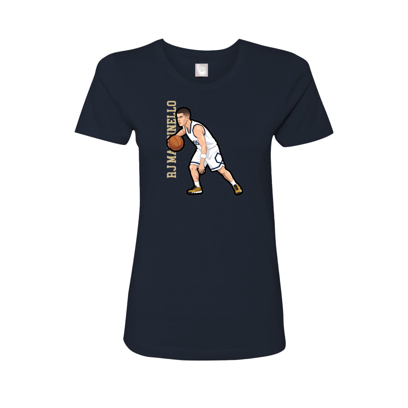 Fitted Women's Tee — Name Vertical in Navy