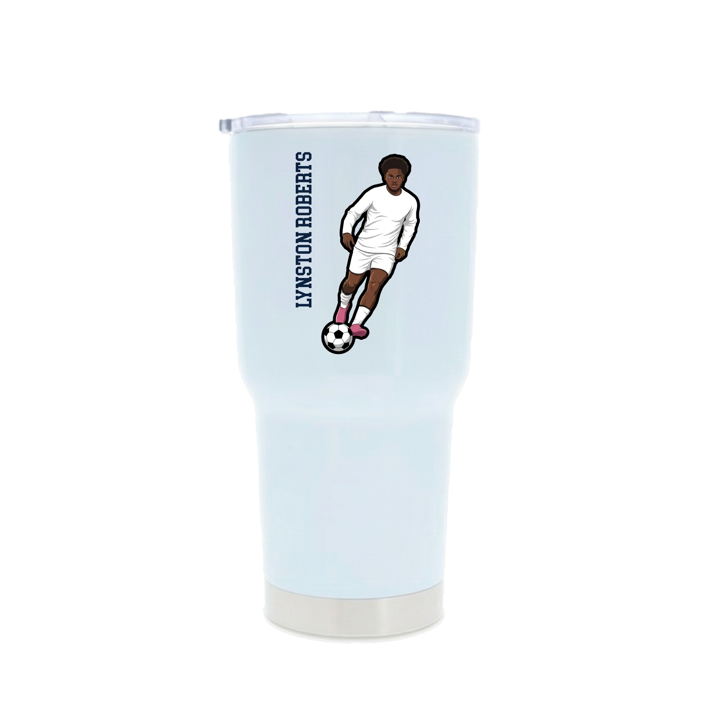 30oz Stainless Steel Tumbler — Name Vertical in White