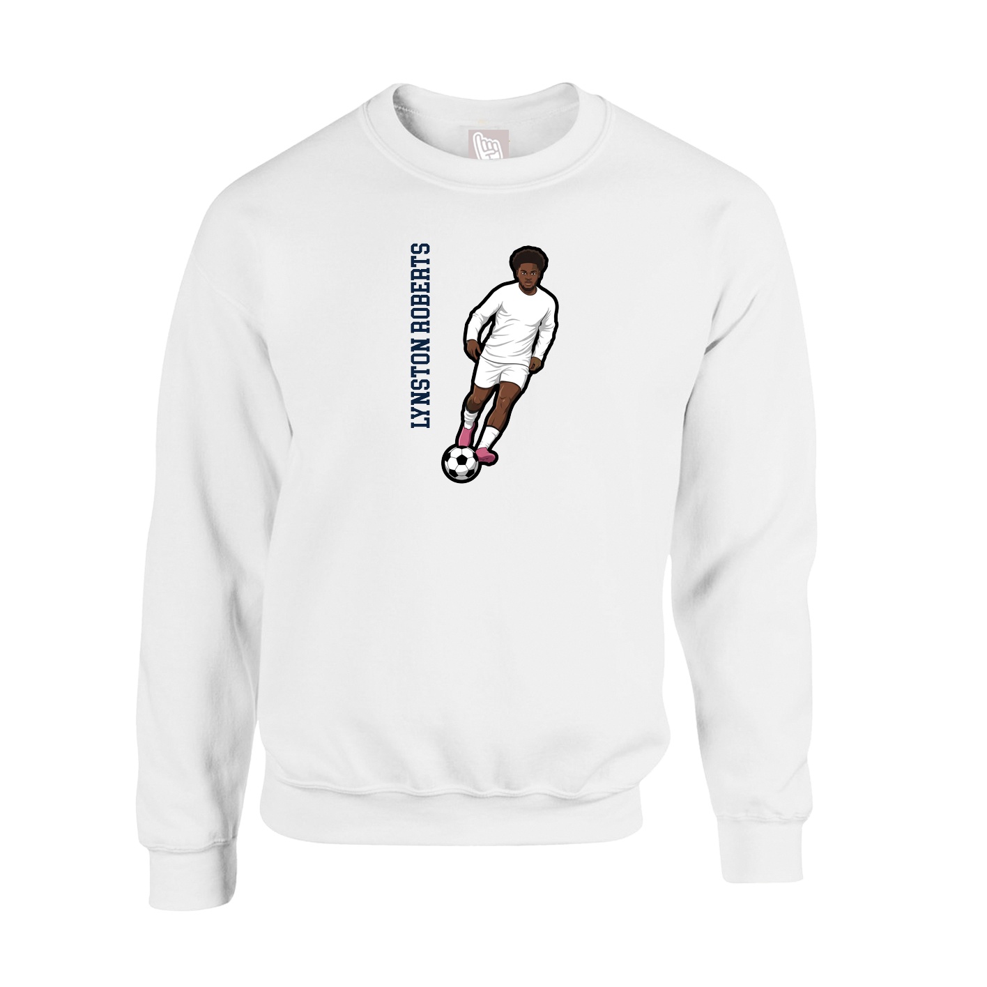 Fleece Crew — Name Vertical in White