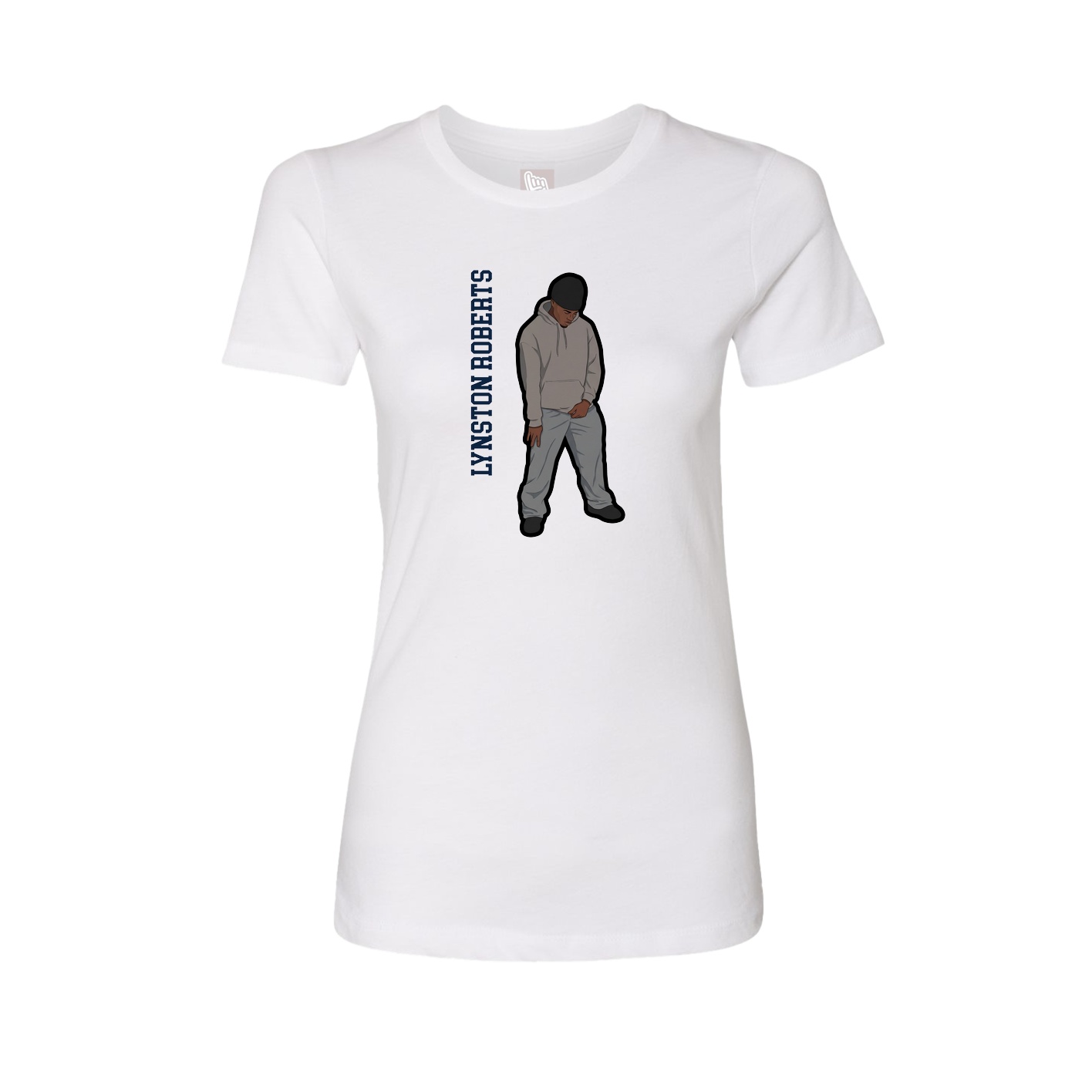 Fitted Women's Tee — Name Vertical in White