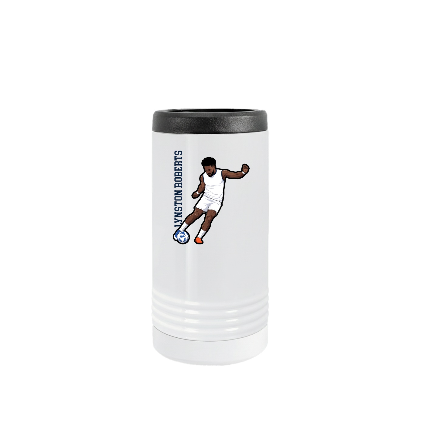 Slim Beverage Holder — Name Vertical in White