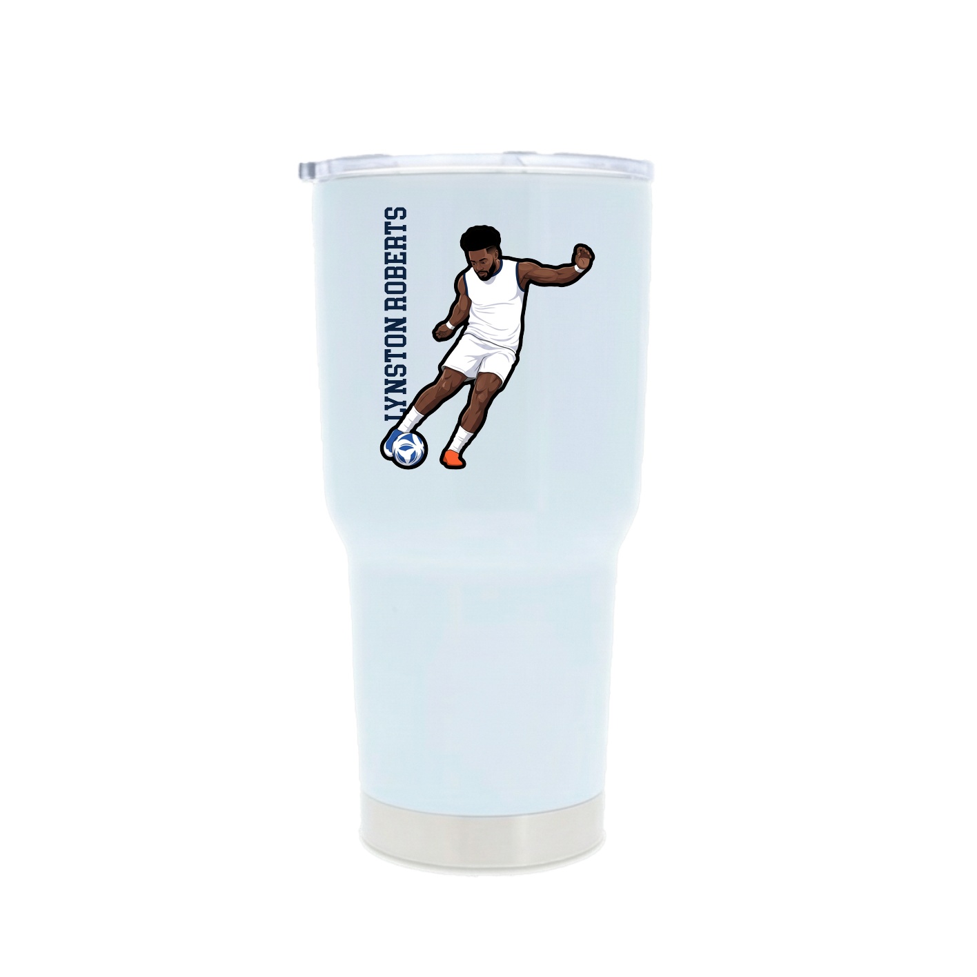 30oz Stainless Steel Tumbler — Name Vertical in White