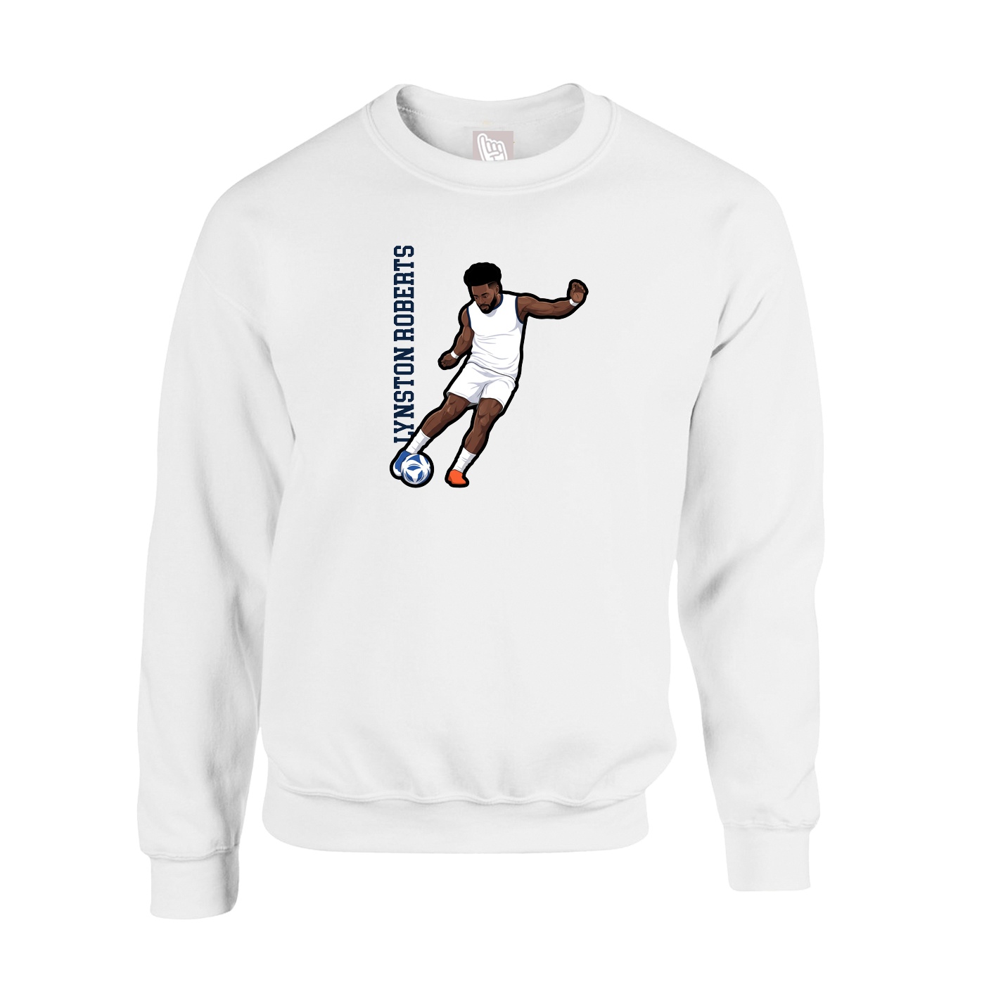 Fleece Crew — Name Vertical in White
