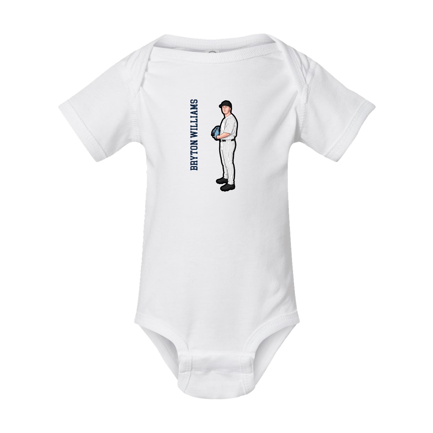 Baby Onesie — Name Vertical in White