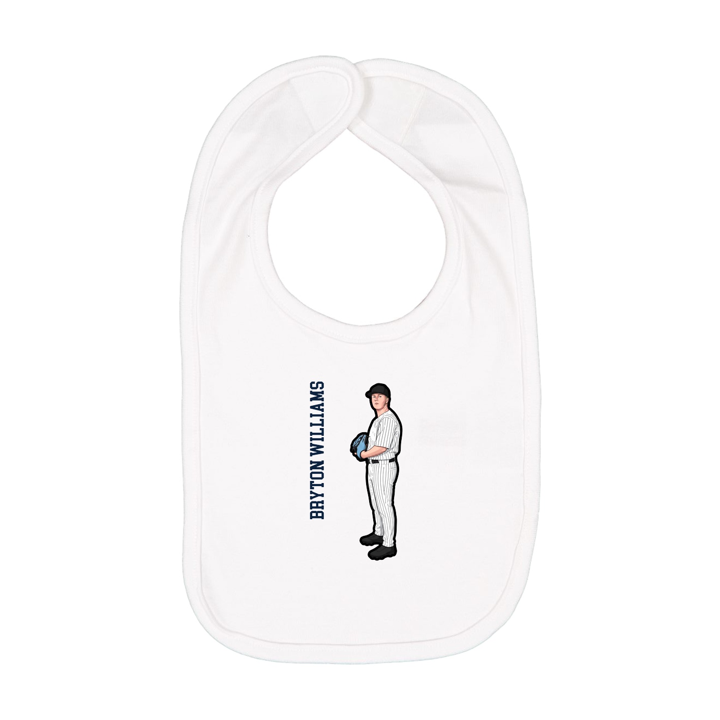 Infant Bib — Name Vertical in White