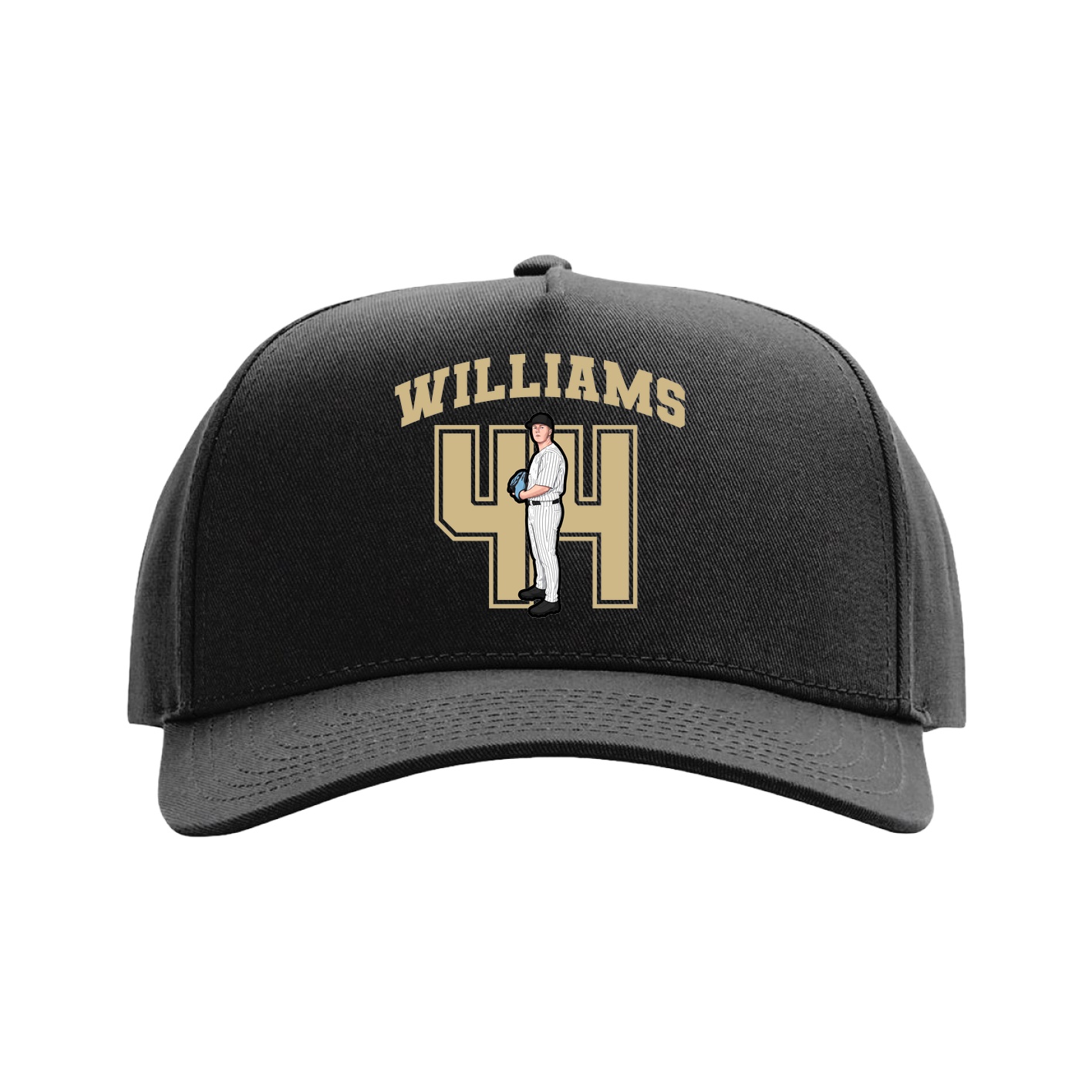 Full Fabric Five-Panel Champ Cap — Number in Black
