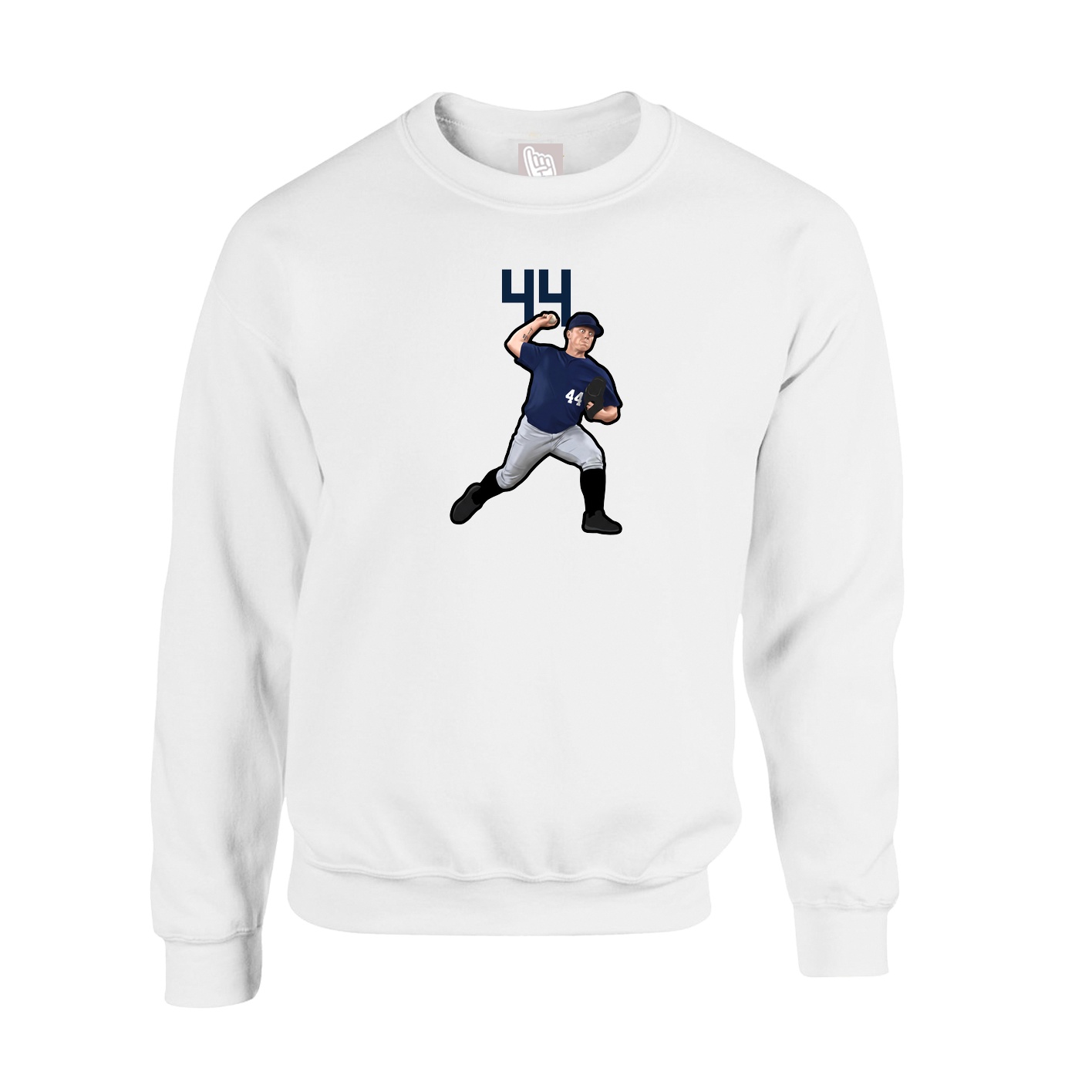 Fleece Crew — Number Top in White