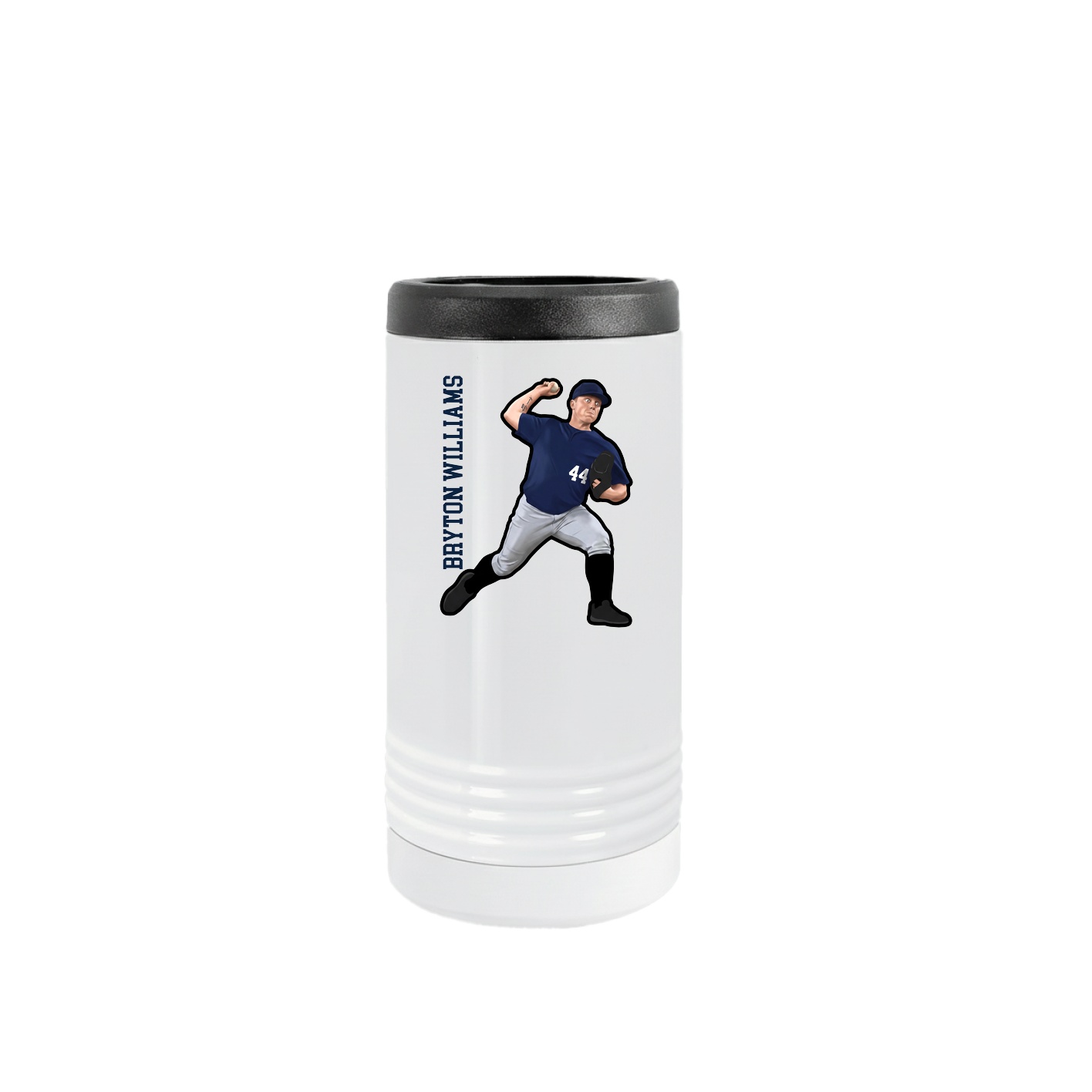 Slim Beverage Holder — Name Vertical in White