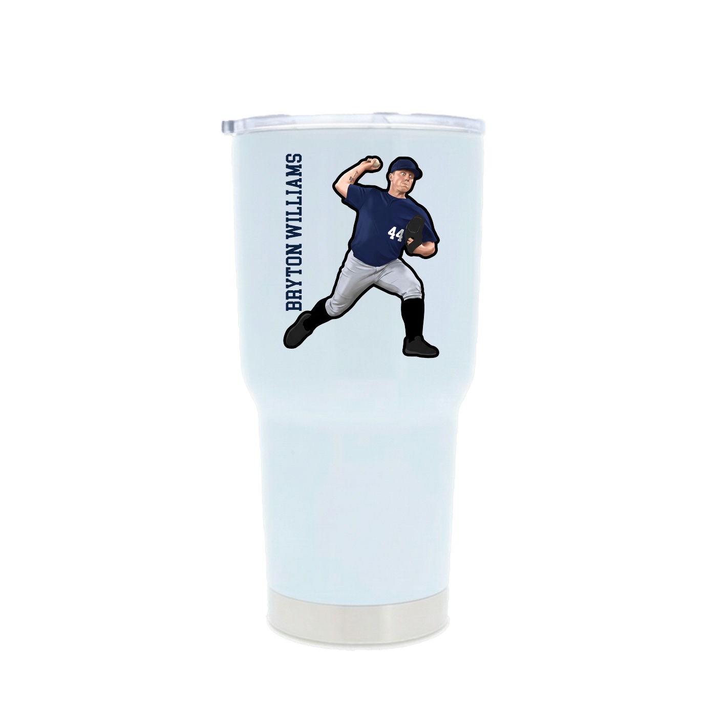 30oz Stainless Steel Tumbler — Name Vertical in White