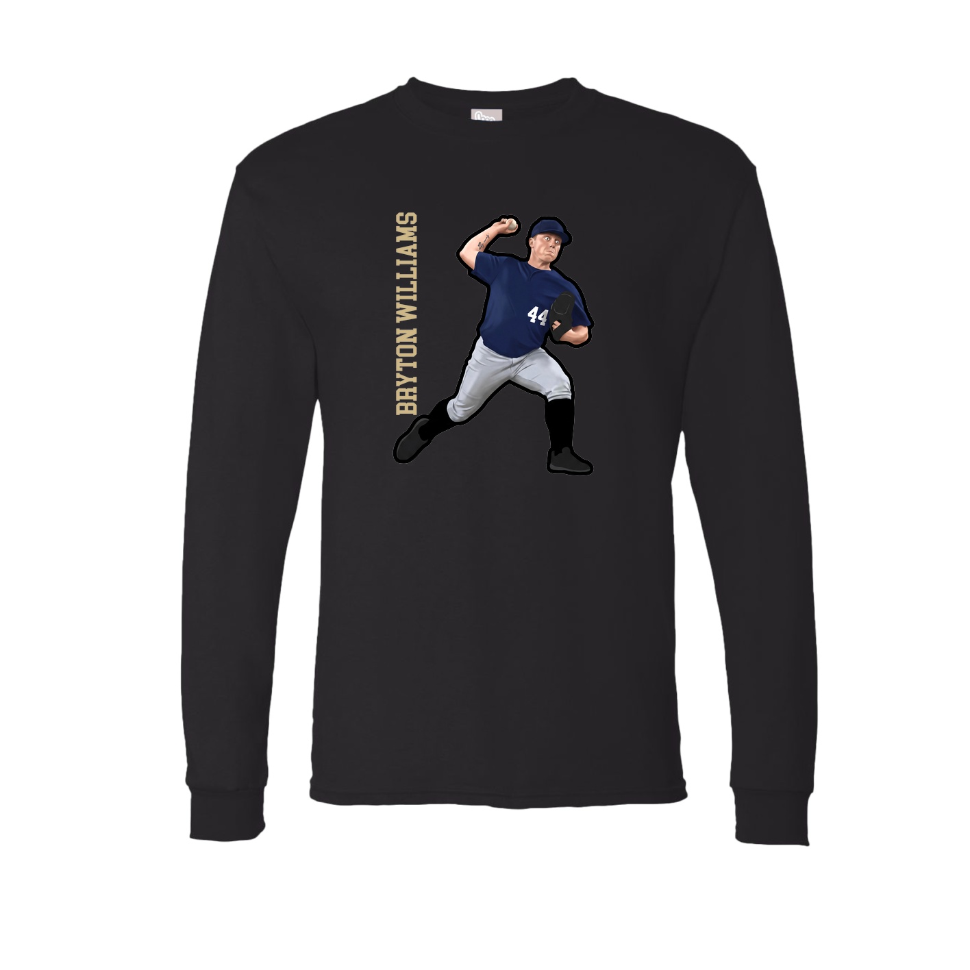 Long Sleeve Tee — Name Vertical in Black