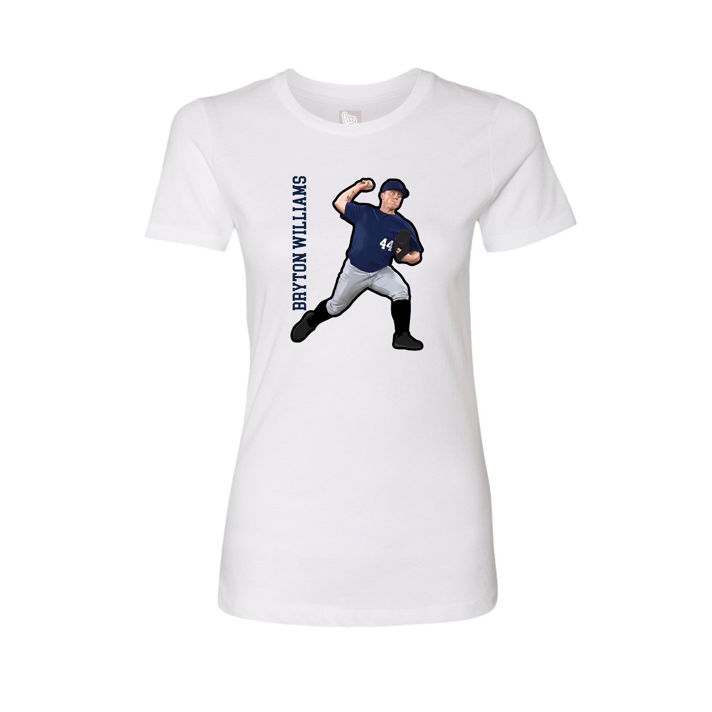 Womens Tee — Name Vertical in White