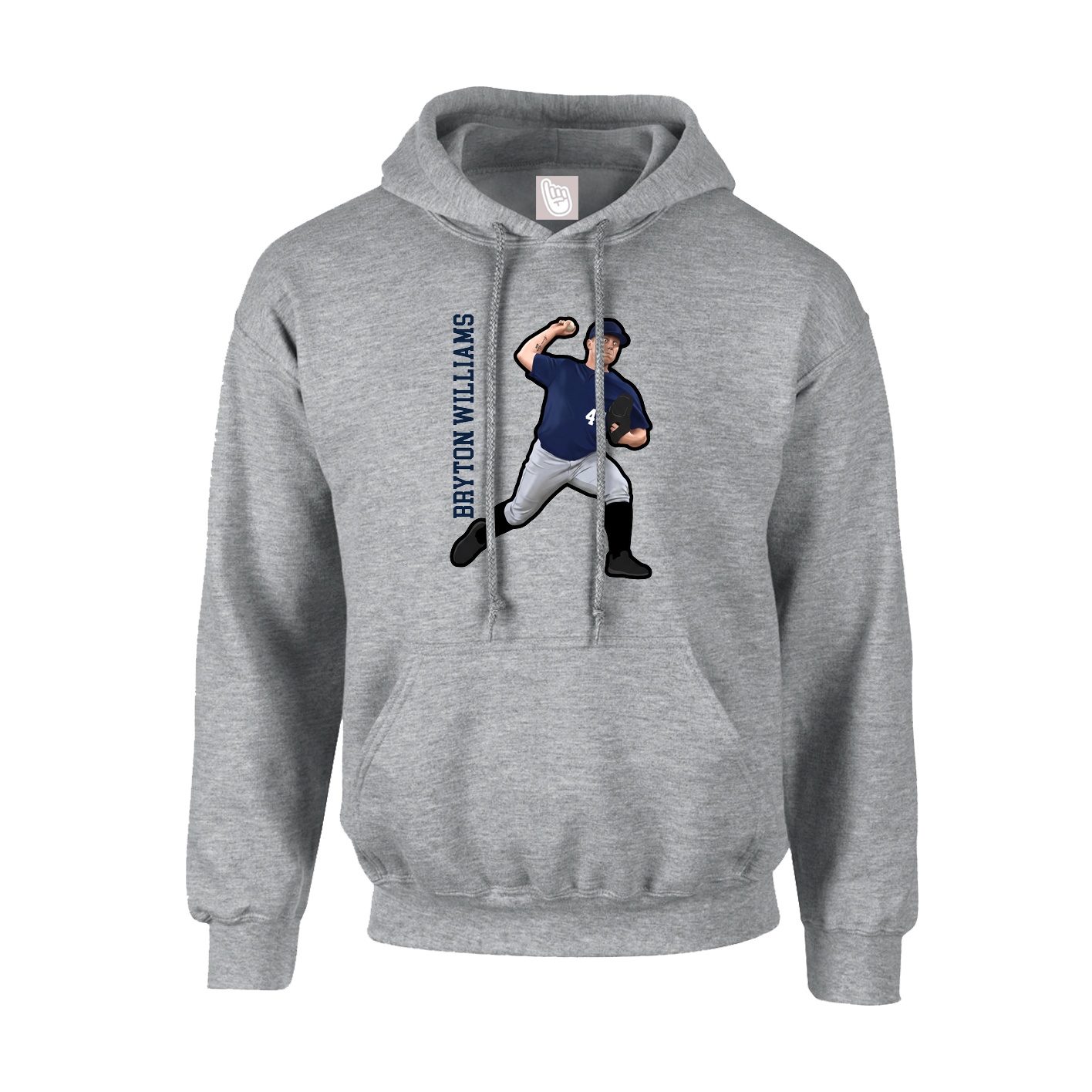Hoodie — Name Vertical in Grey