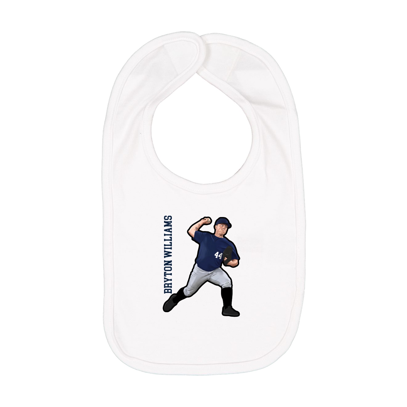 Infant Bib — Name Vertical in White