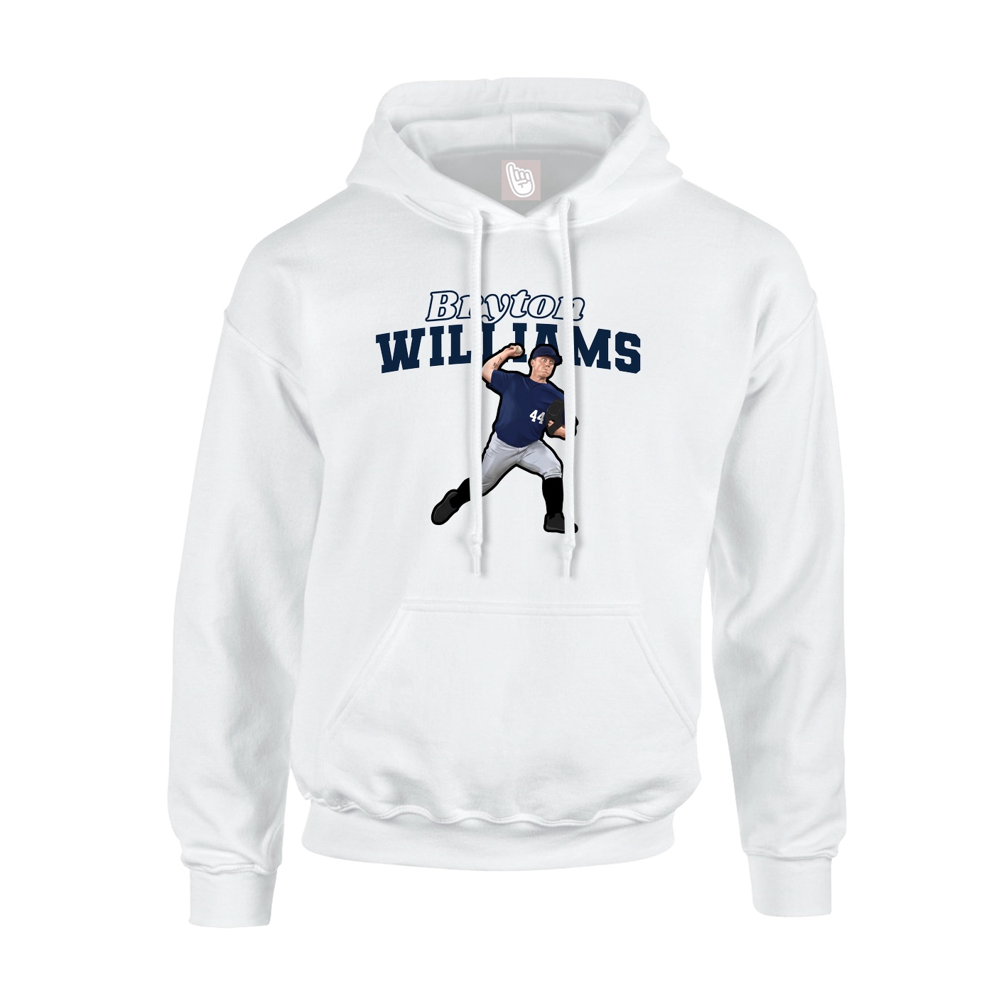 Youth Hoodie — Name Arch in White