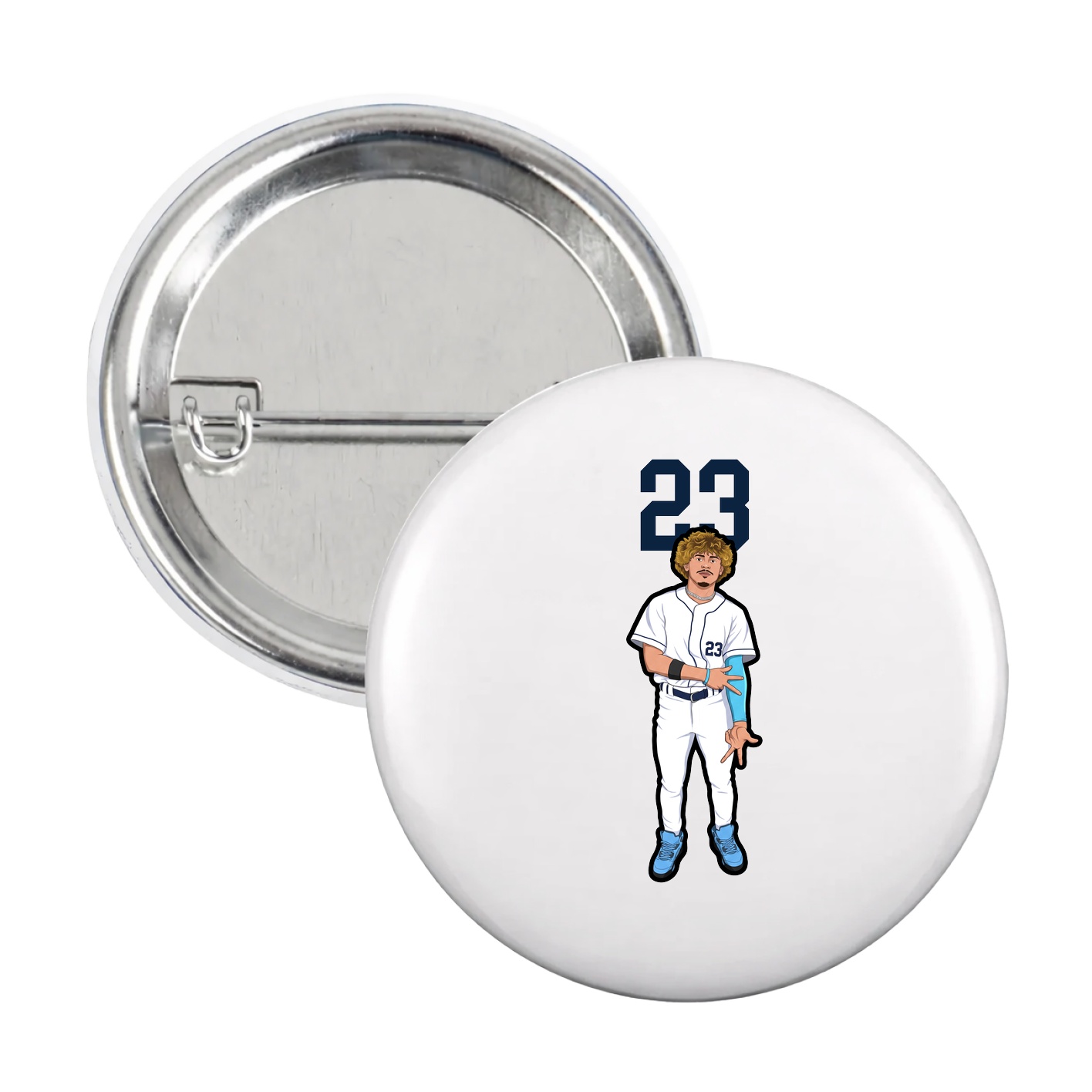 Game Day Button — Number Top in White