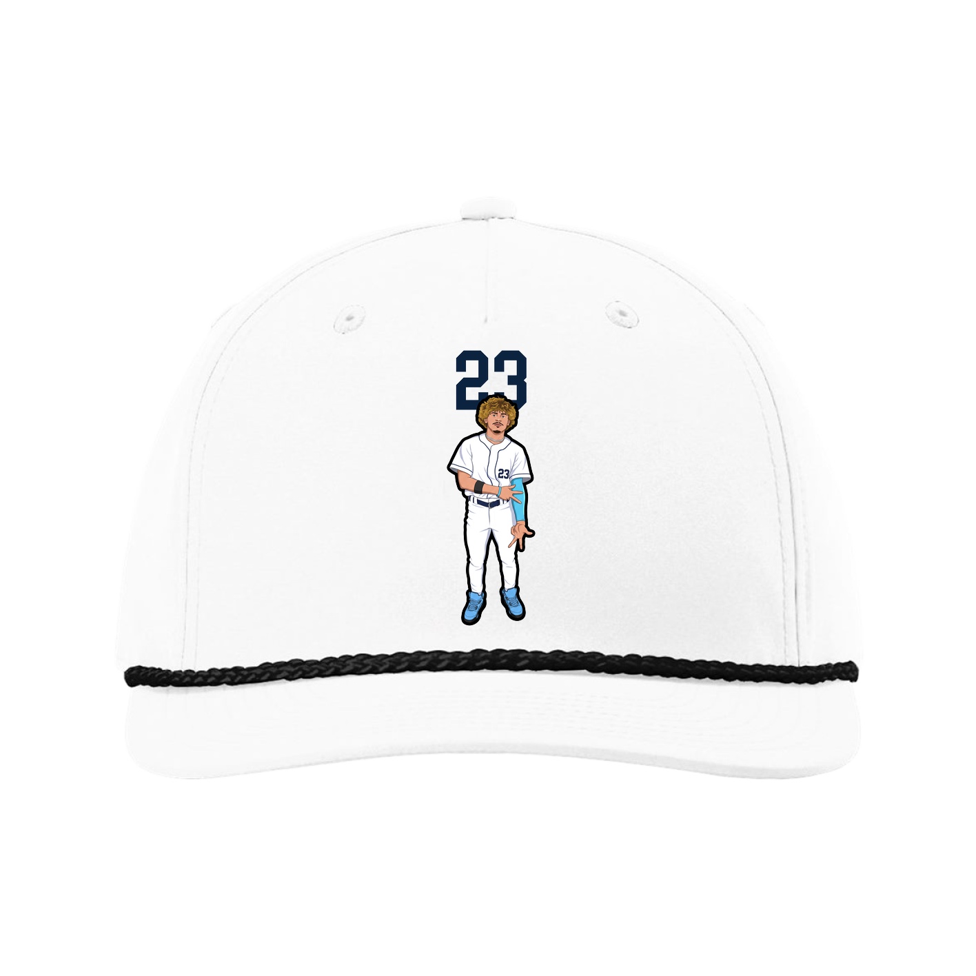 Five-Panel Classic Rope Cap — Number Top in White