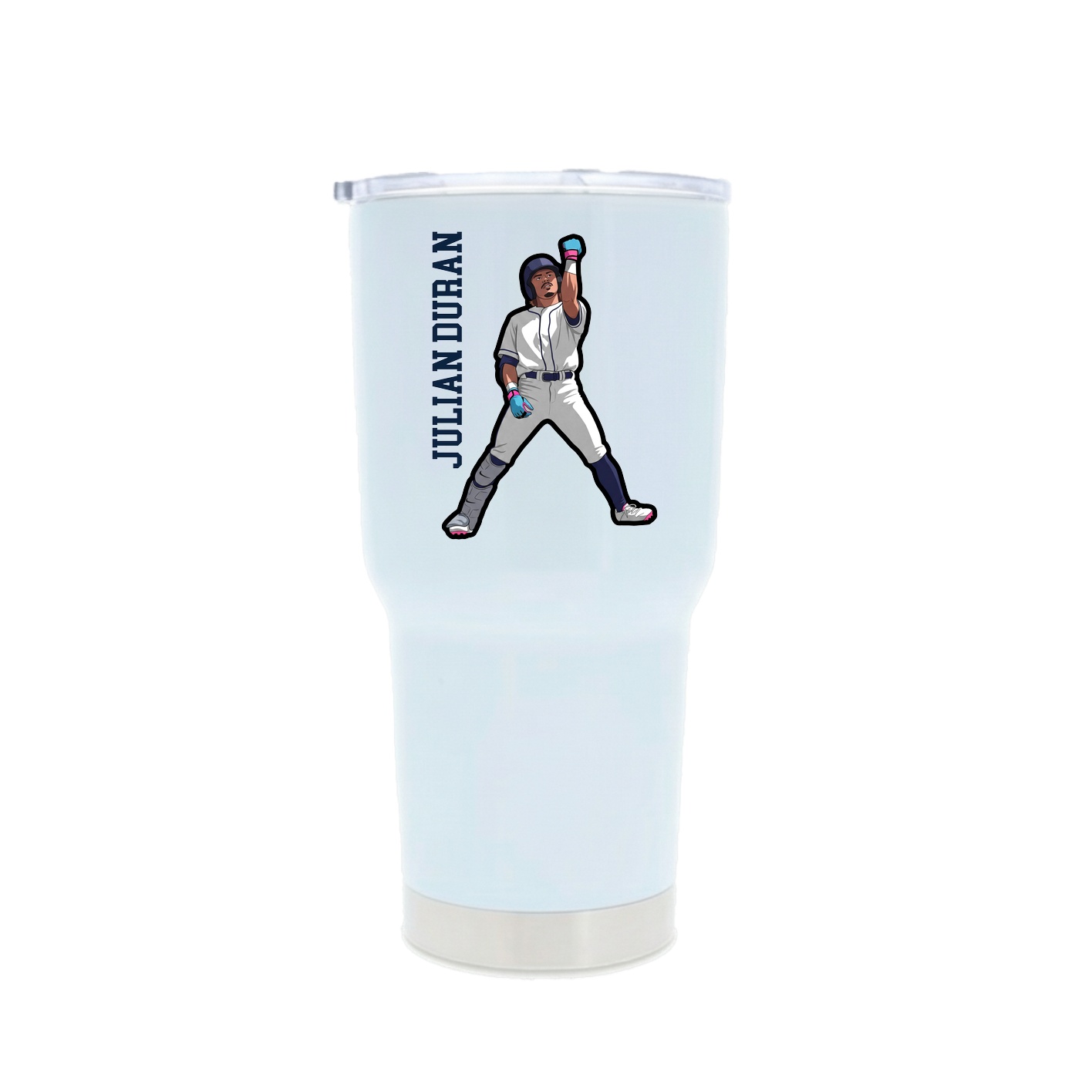 30oz Stainless Steel Tumbler — Name Vertical in White