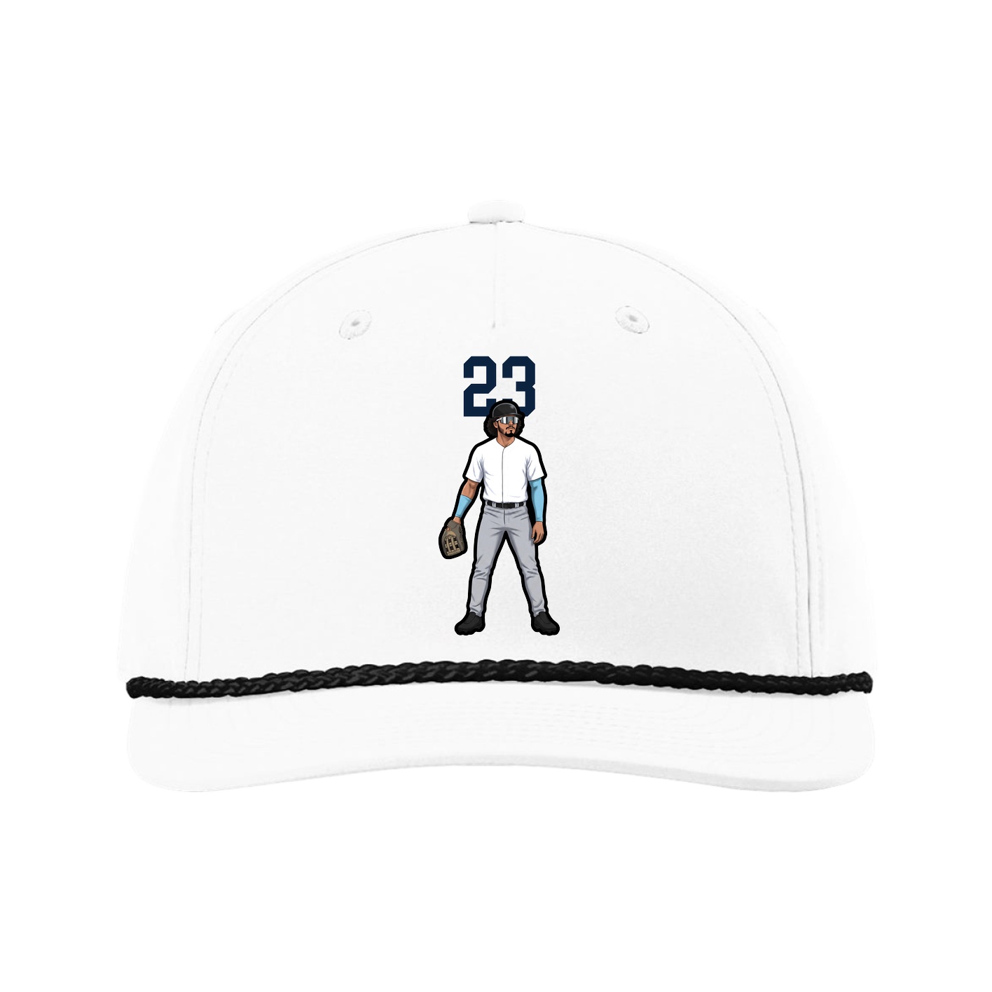 Five-Panel Classic Rope Cap — Number Top in White