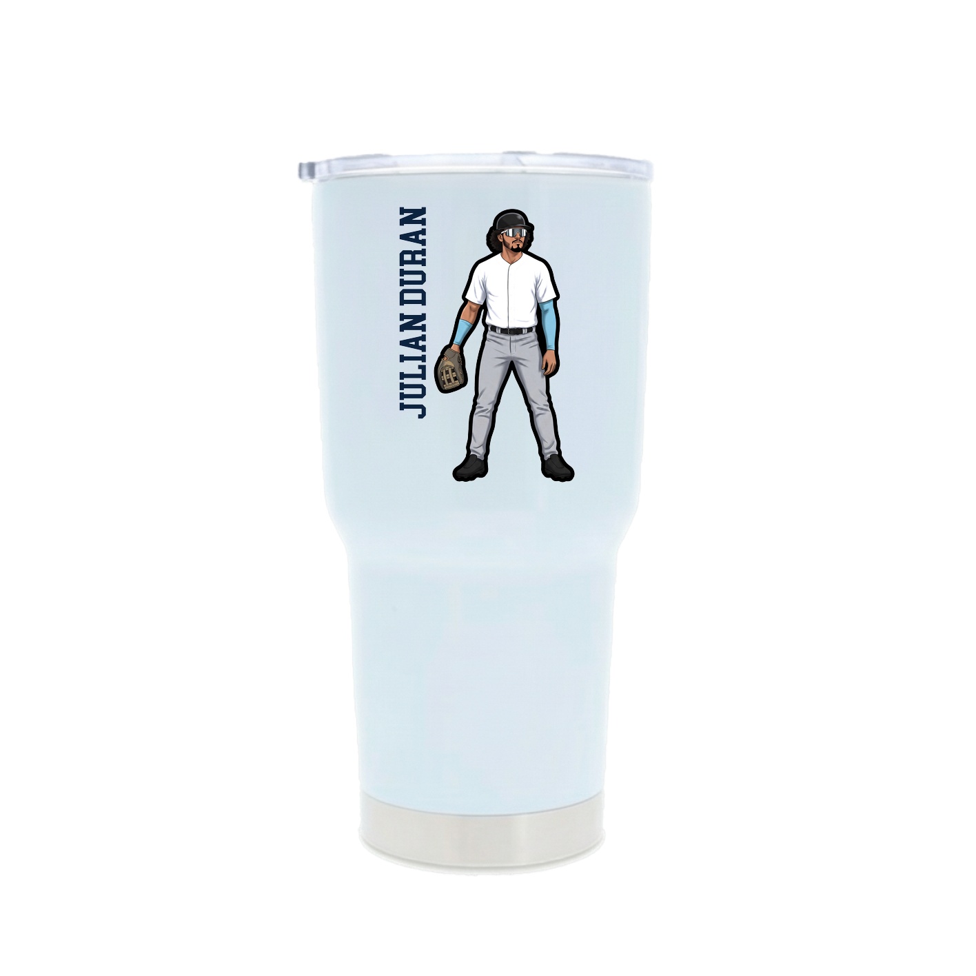 30oz Stainless Steel Tumbler — Name Vertical in White