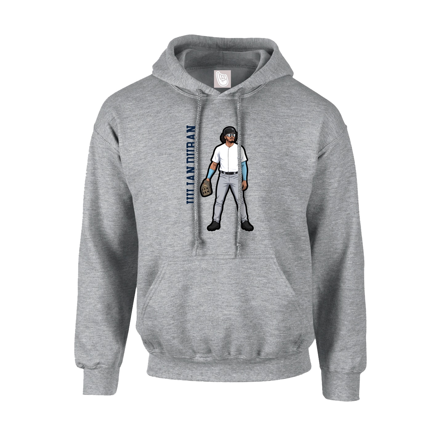 Hoodie — Name Vertical in Grey