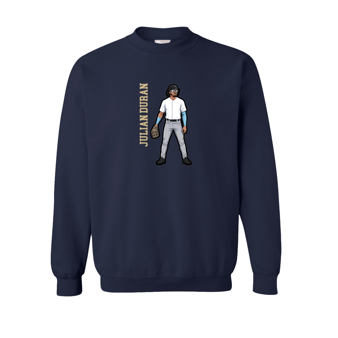 Fleece Crew — Name Vertical in Navy