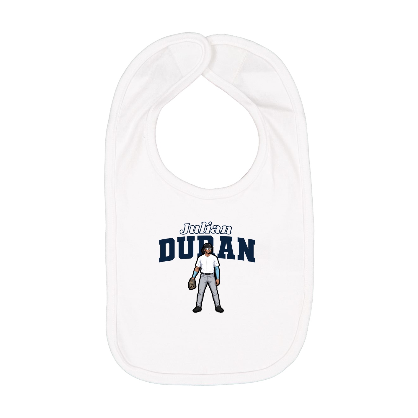 Infant Bib — Name Arch in White