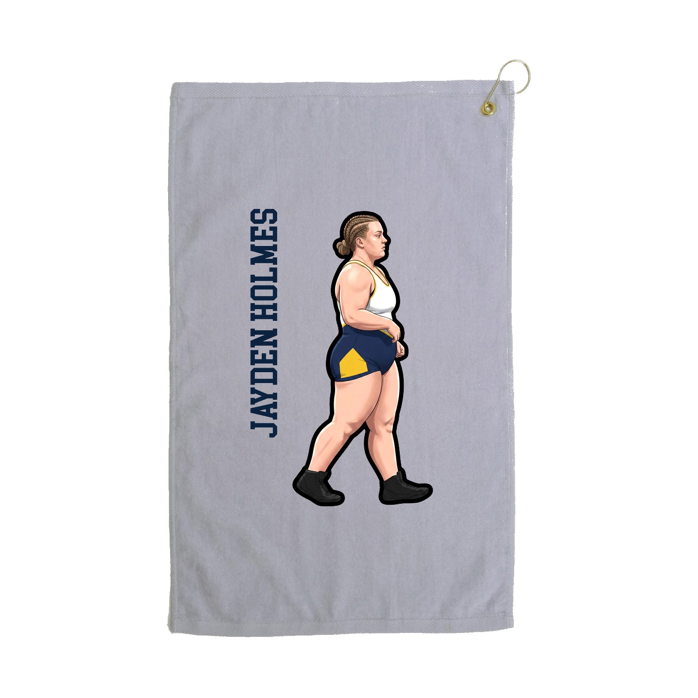 Golf Towel — Name Vertical in Grey