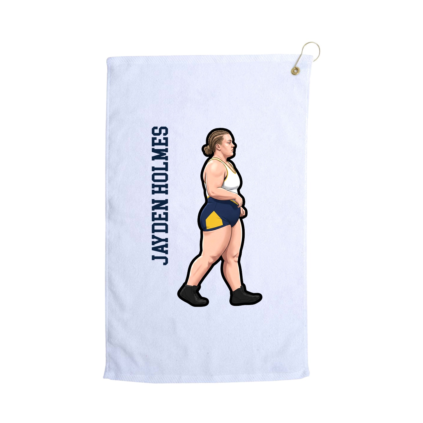 Golf Towel — Name Vertical in White
