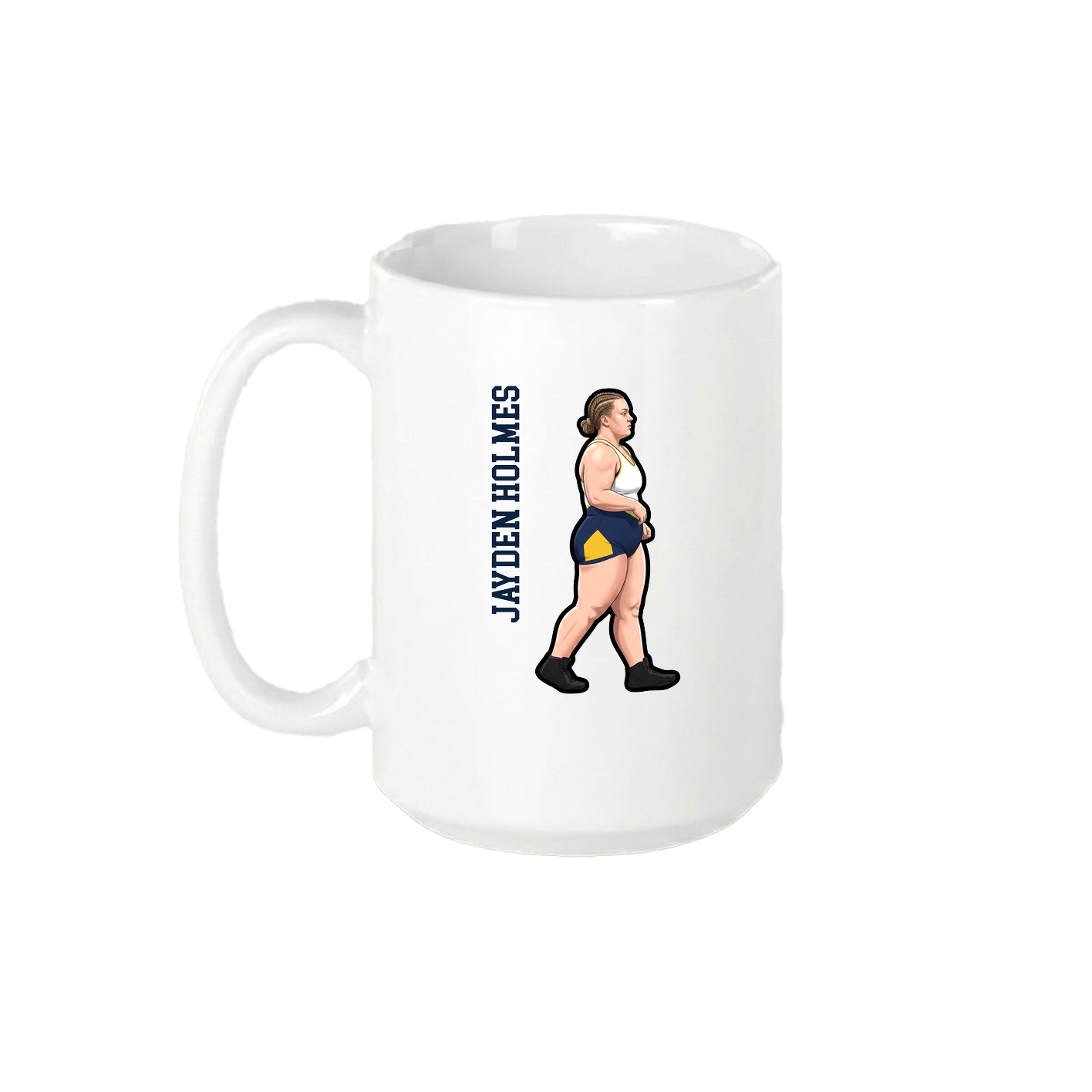15oz Coffee Mug — Name Vertical in White