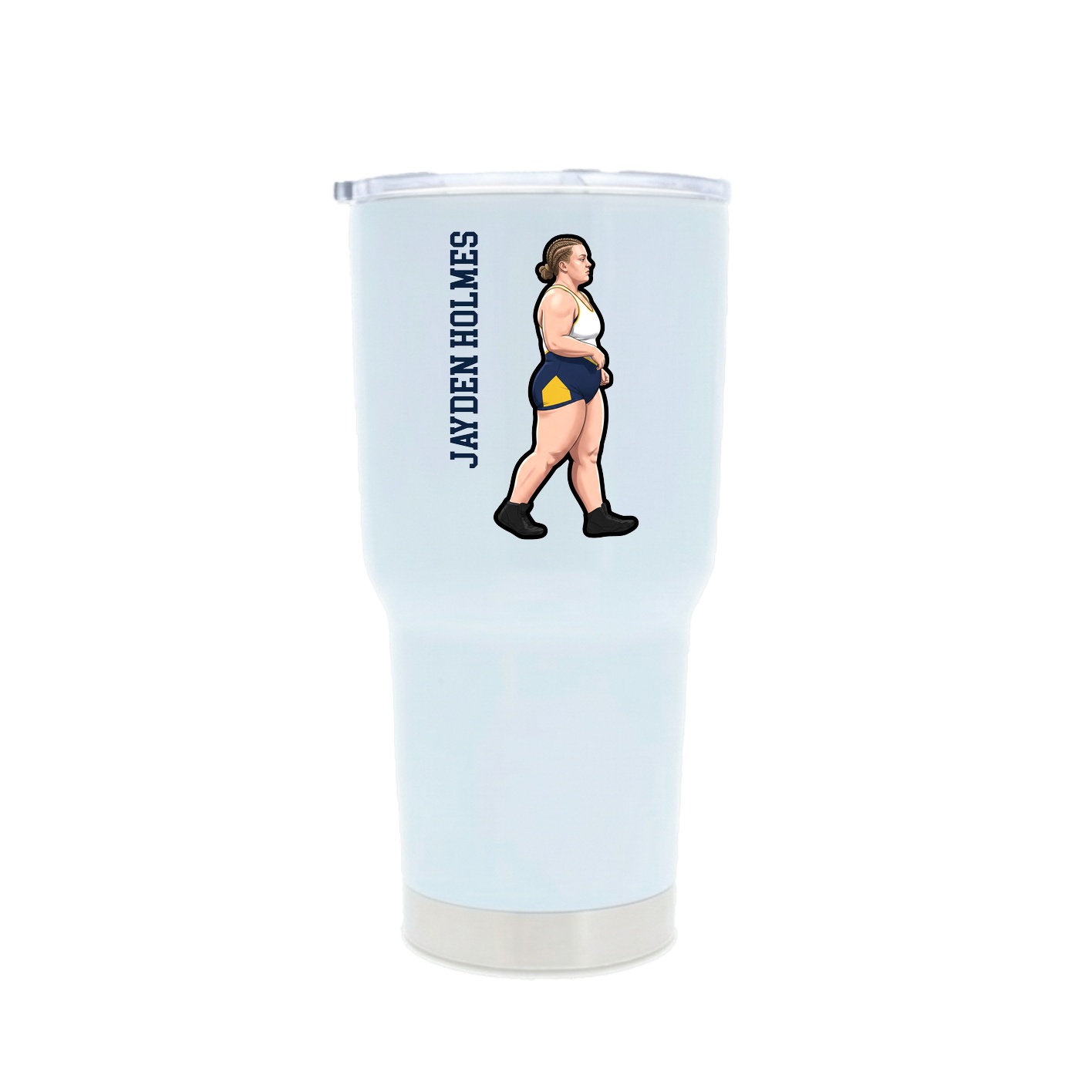 30oz Stainless Steel Tumbler — Name Vertical in White