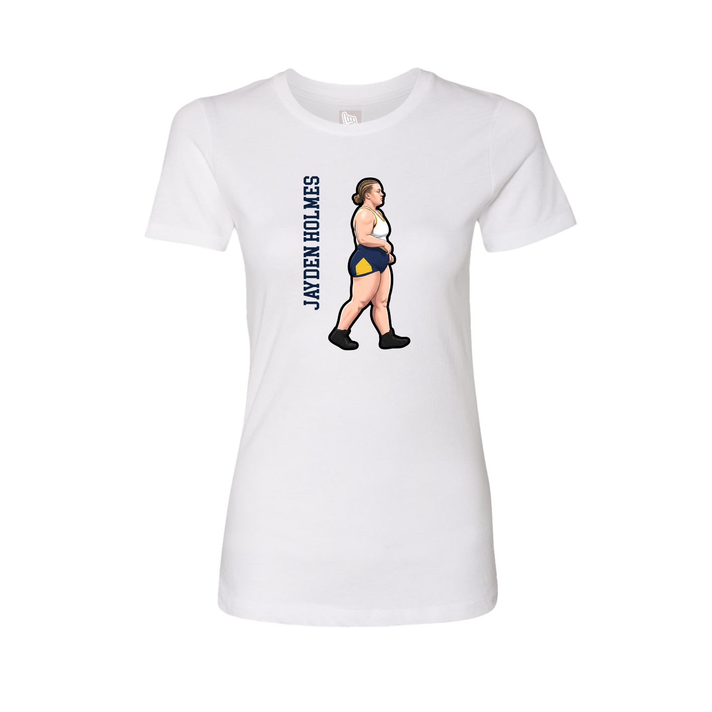 Fitted Women's Tee — Name Vertical in White