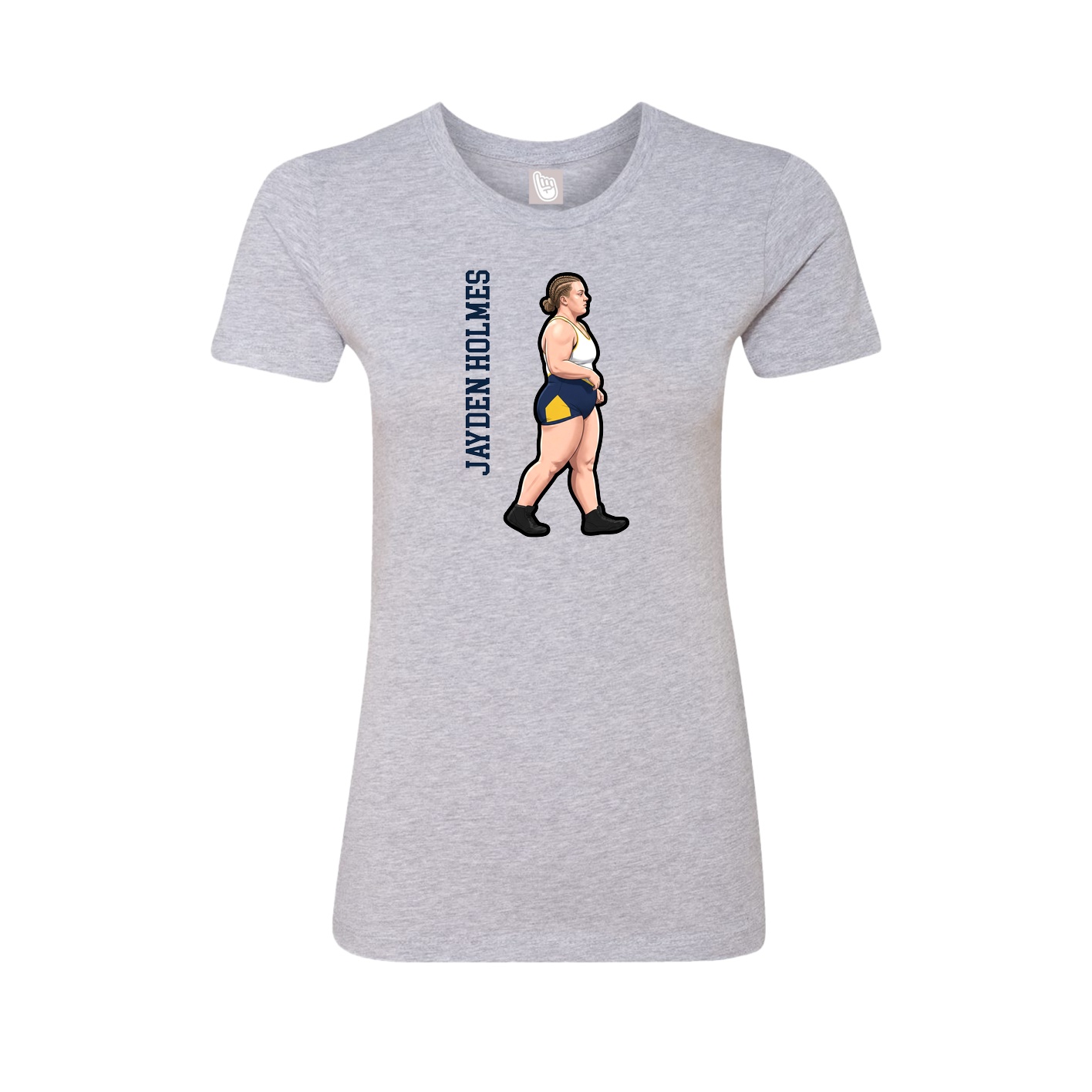 Fitted Women's Tee — Name Vertical in Grey