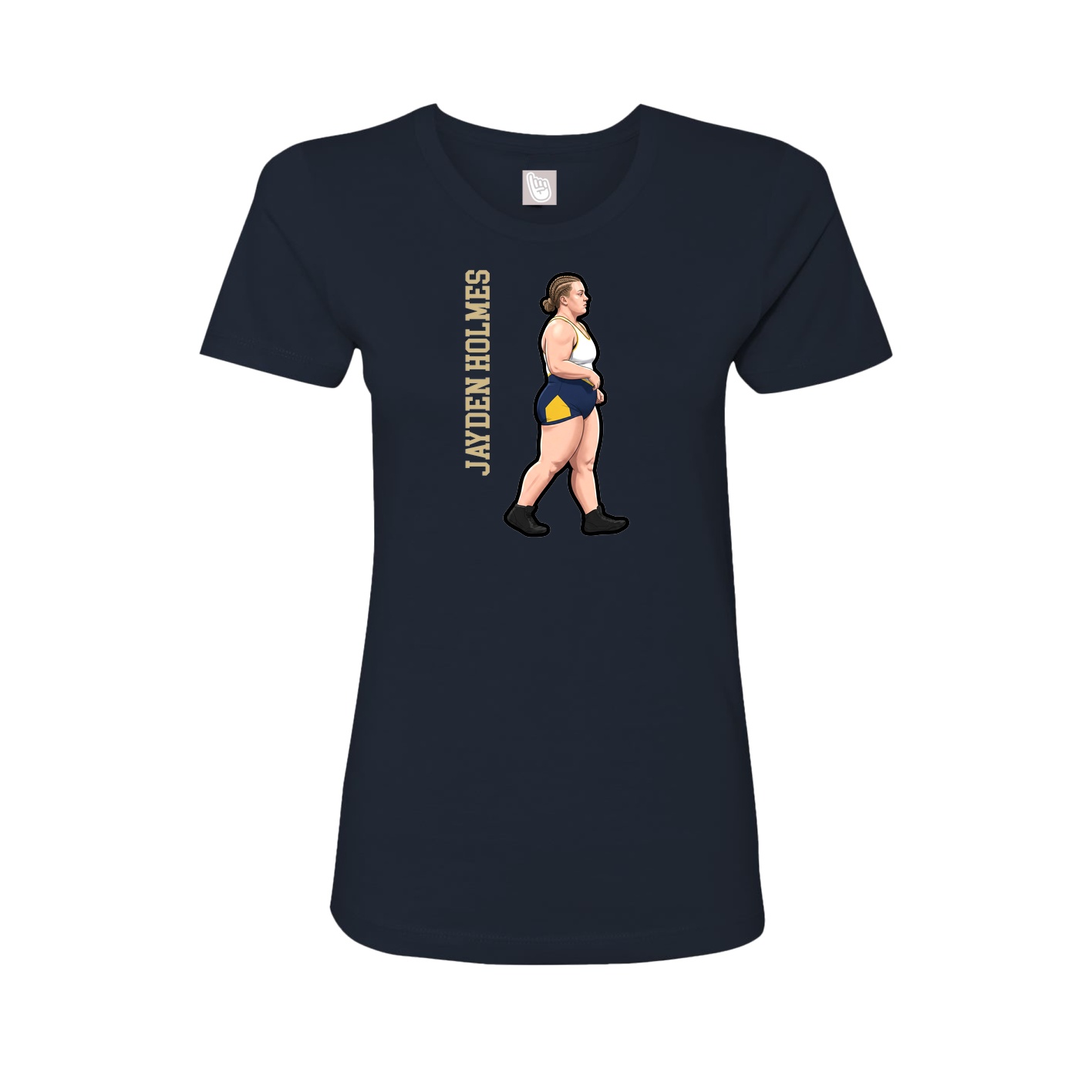 Fitted Women's Tee — Name Vertical in Navy