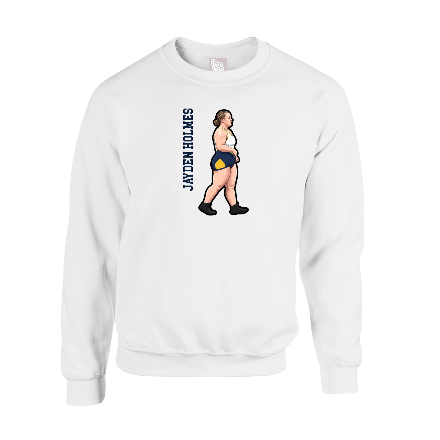 Fleece Crew — Name Vertical in White