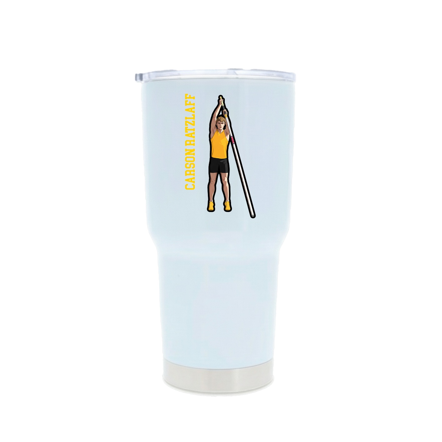 30oz Stainless Steel Tumbler — Name Vertical in White