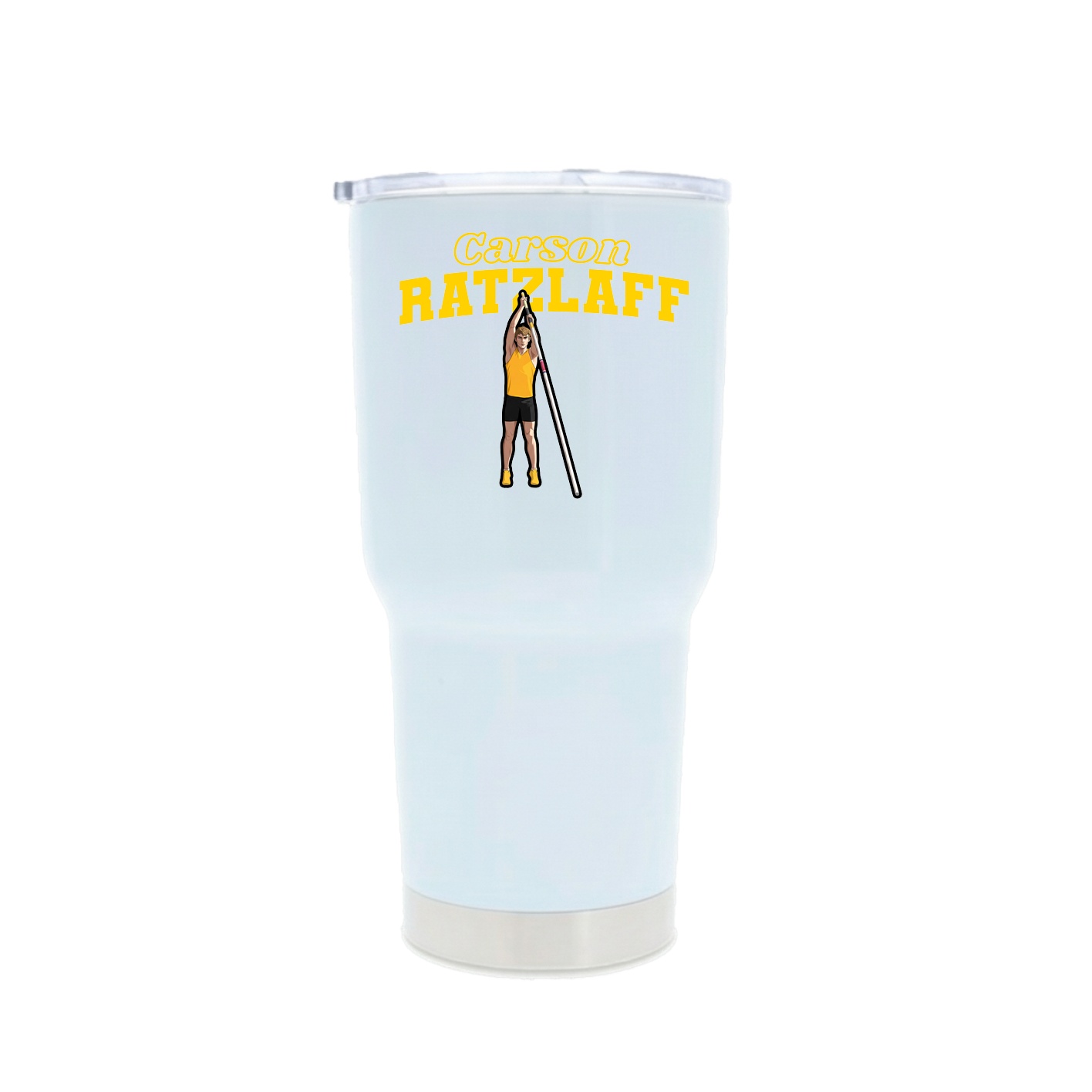 30oz Stainless Steel Tumbler — Name Arch in White