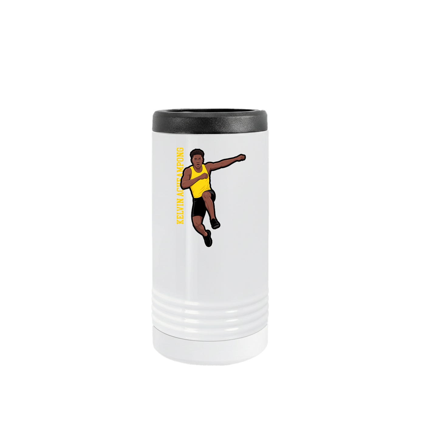 Slim Beverage Holder — Name Vertical in White