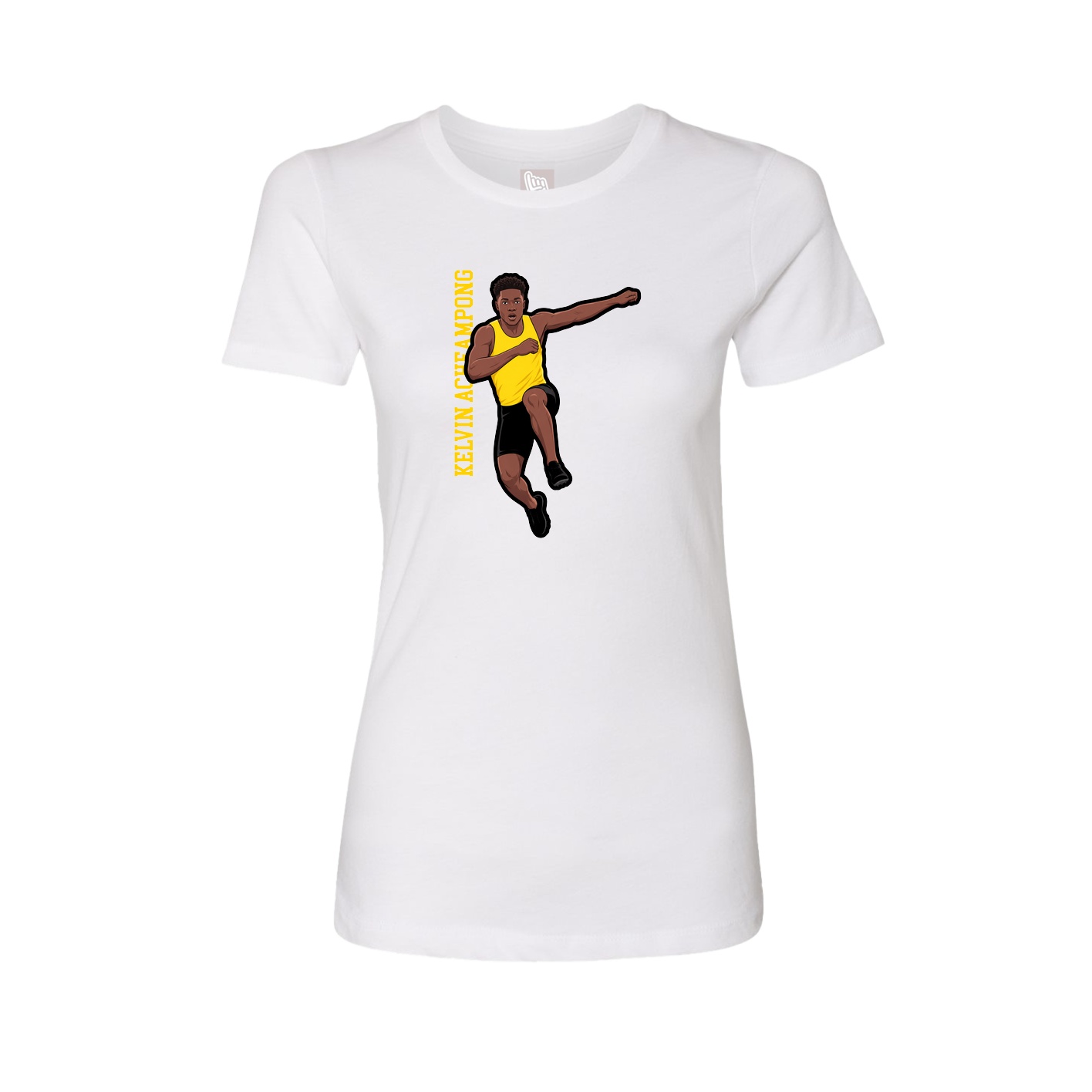Fitted Women's Tee — Name Vertical in White