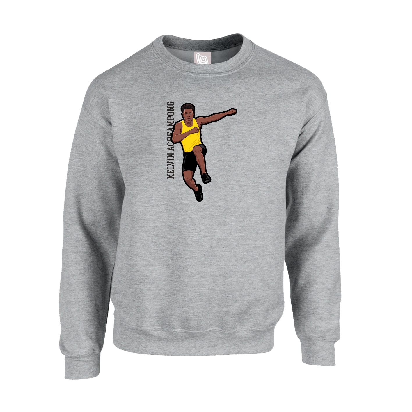 Fleece Crew — Name Vertical in Grey