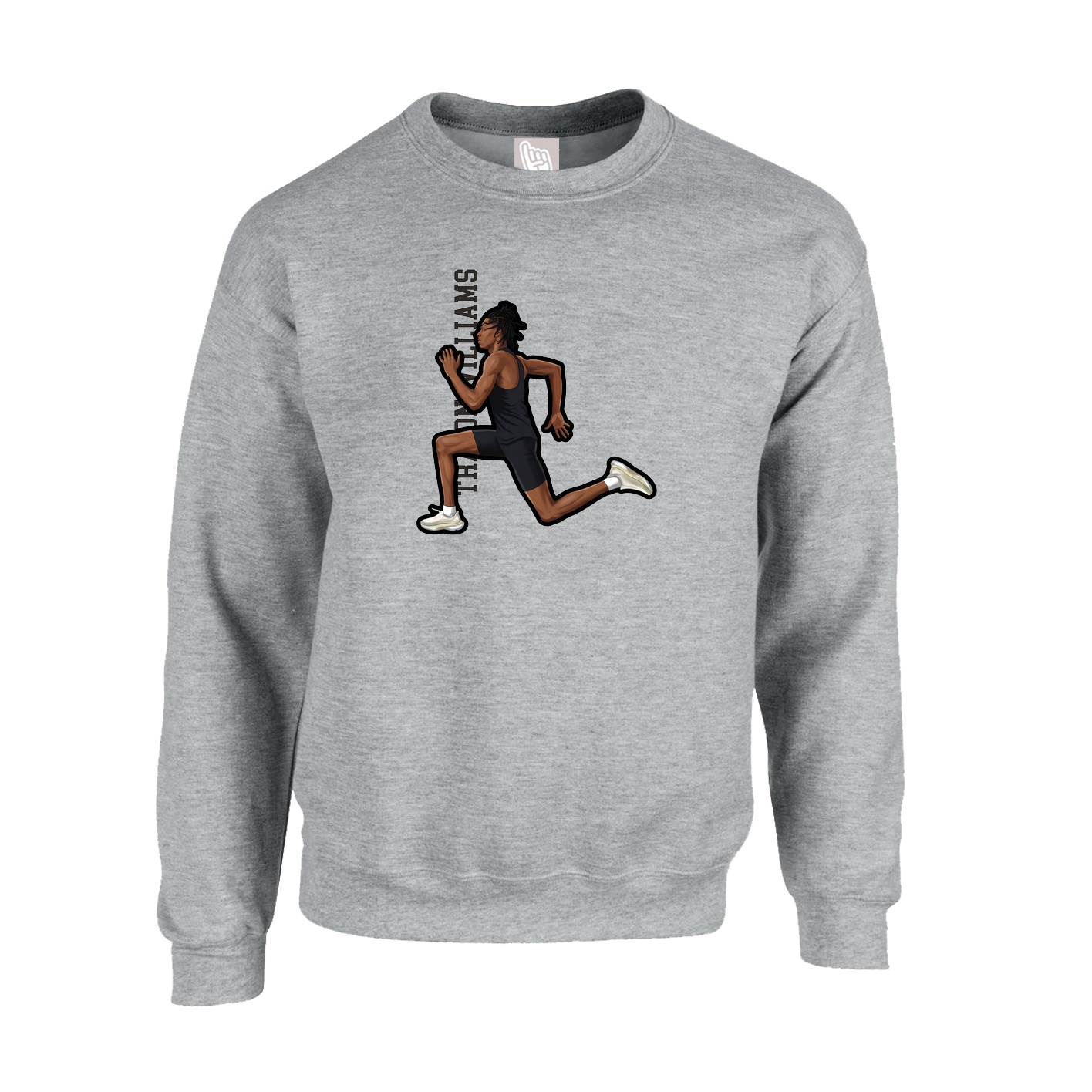Fleece Crew — Name Vertical in Grey