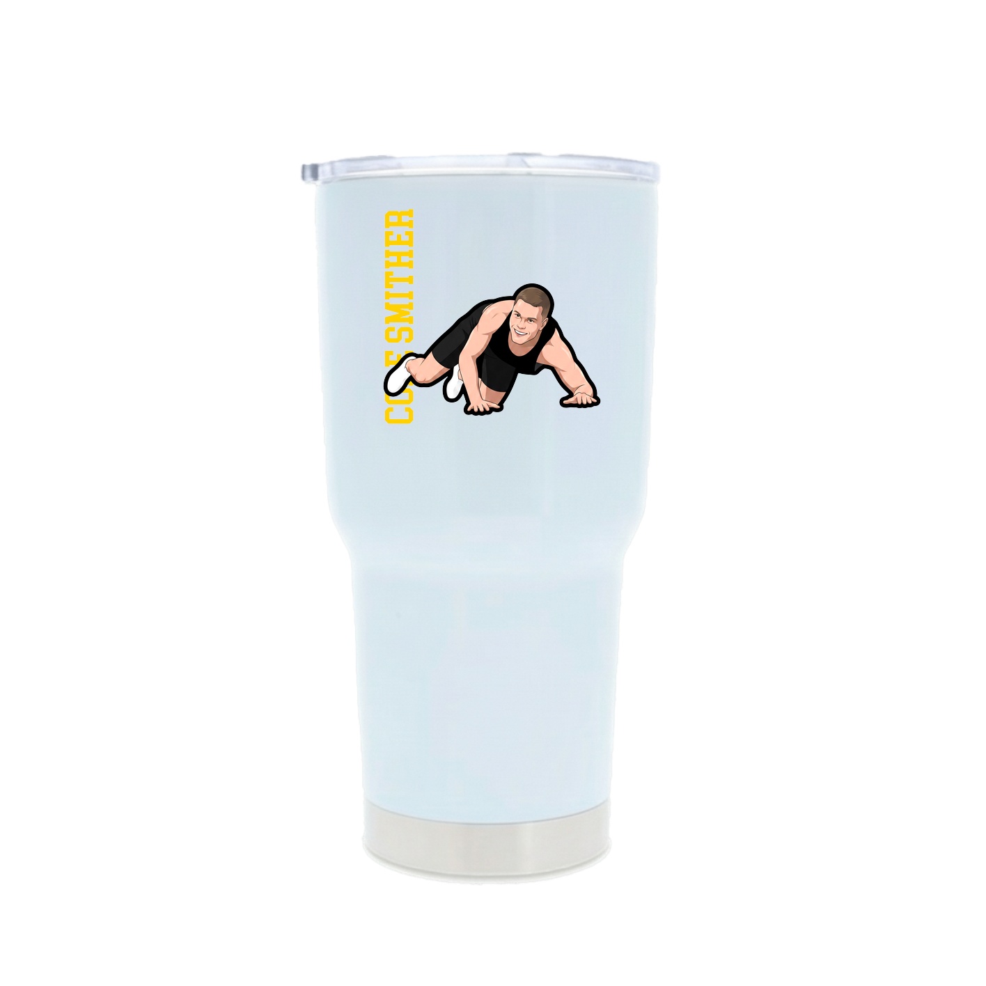 30oz Stainless Steel Tumbler — Name Vertical in White