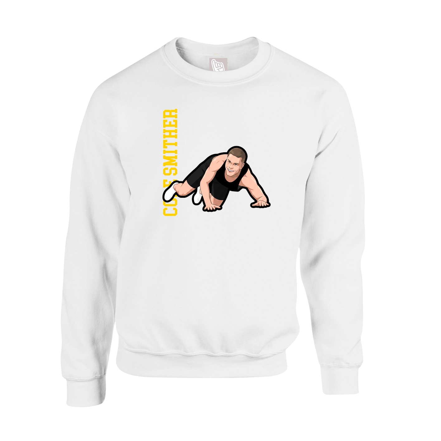 Fleece Crew — Name Vertical in White