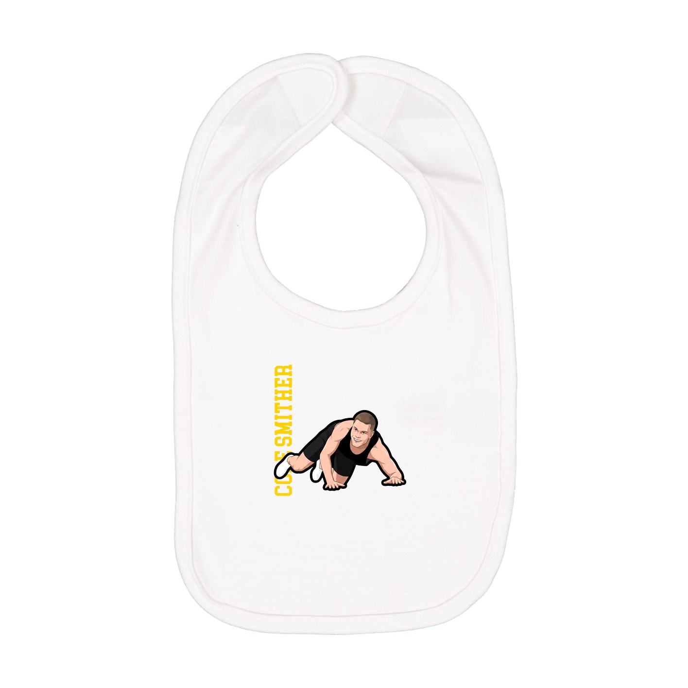 Infant Bib — Name Vertical in White