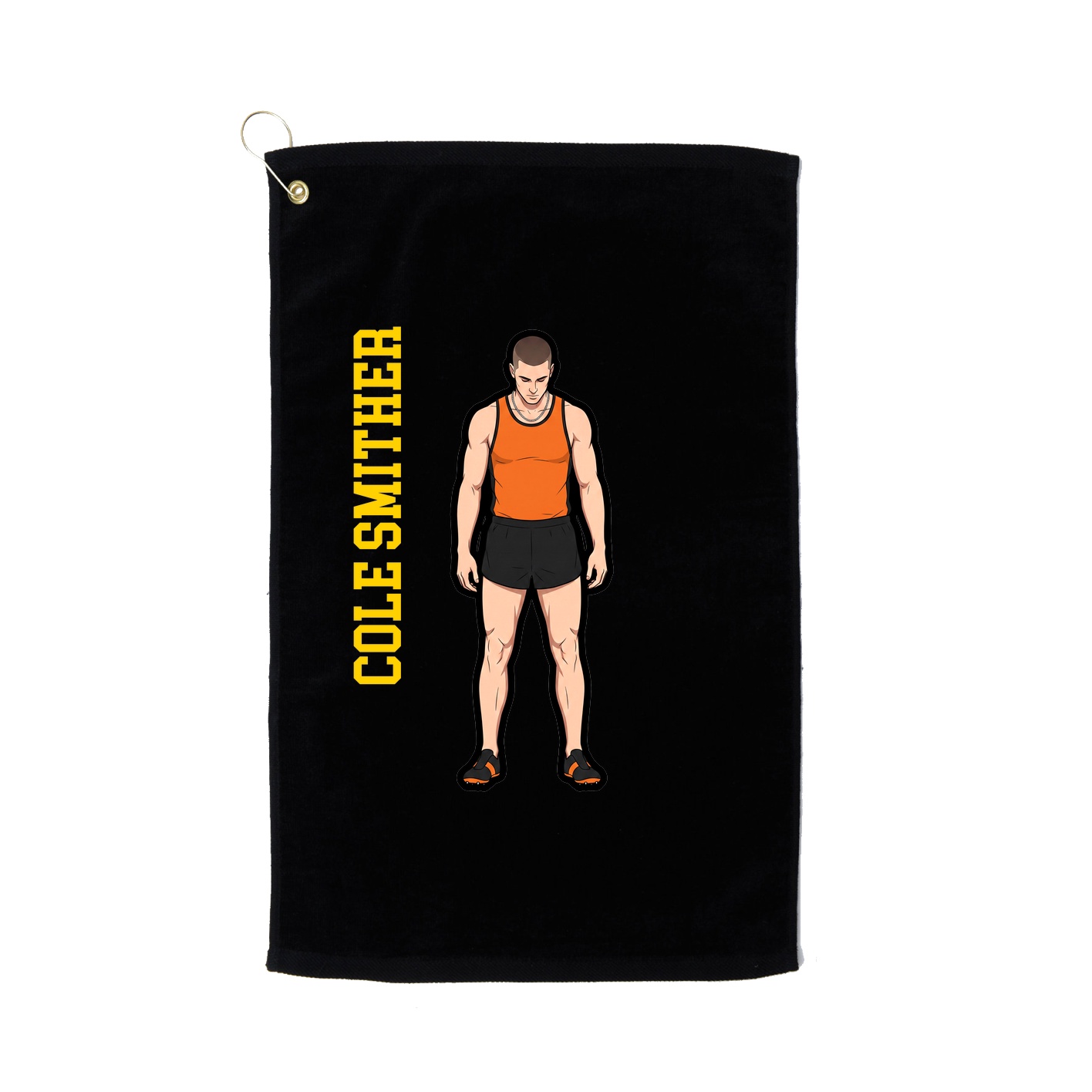 Golf Towel — Name Vertical in Black