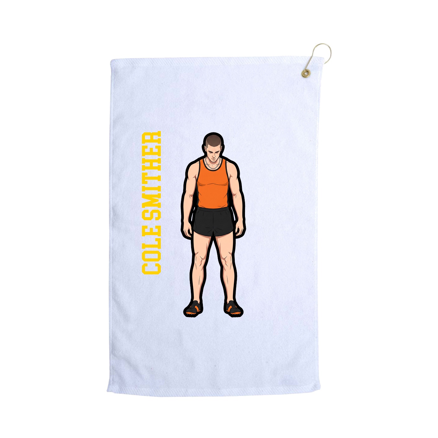 Golf Towel — Name Vertical in White