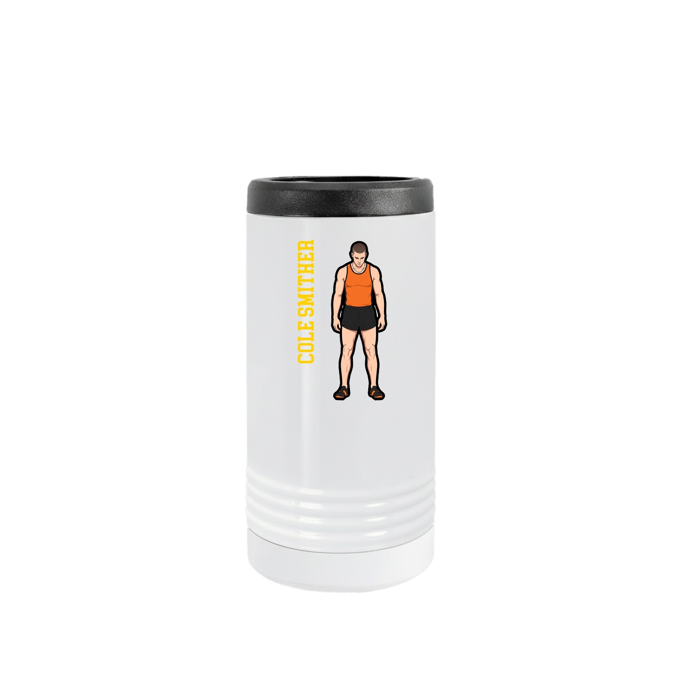 Slim Beverage Holder — Name Vertical in White