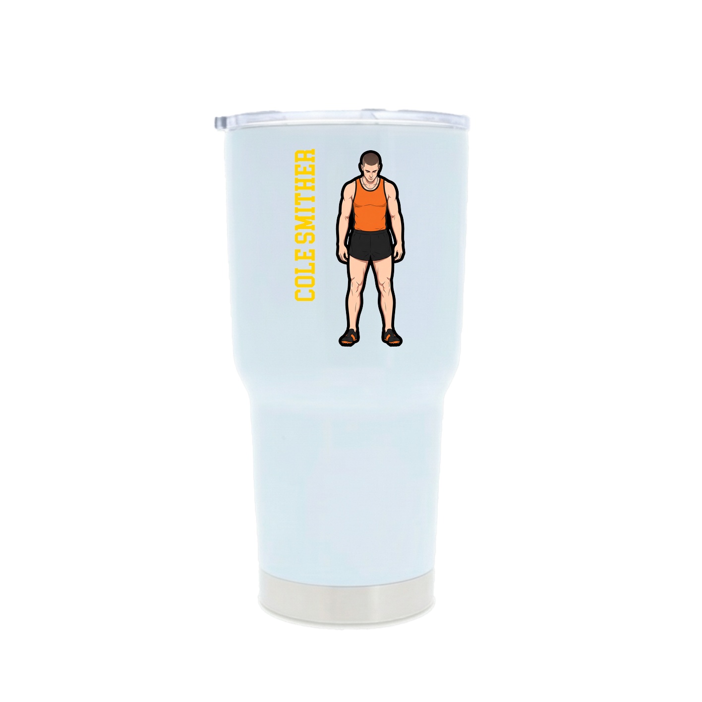 30oz Stainless Steel Tumbler — Name Vertical in White