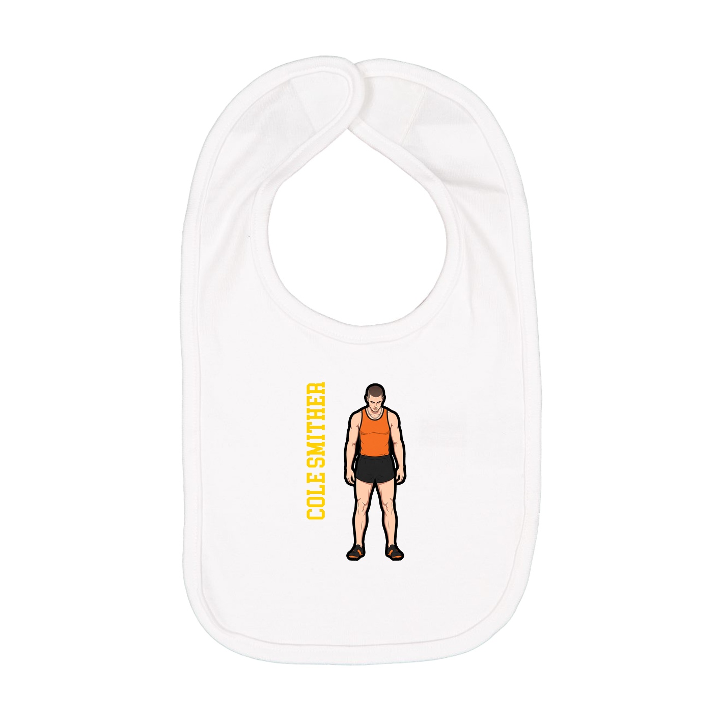 Infant Bib — Name Vertical in White