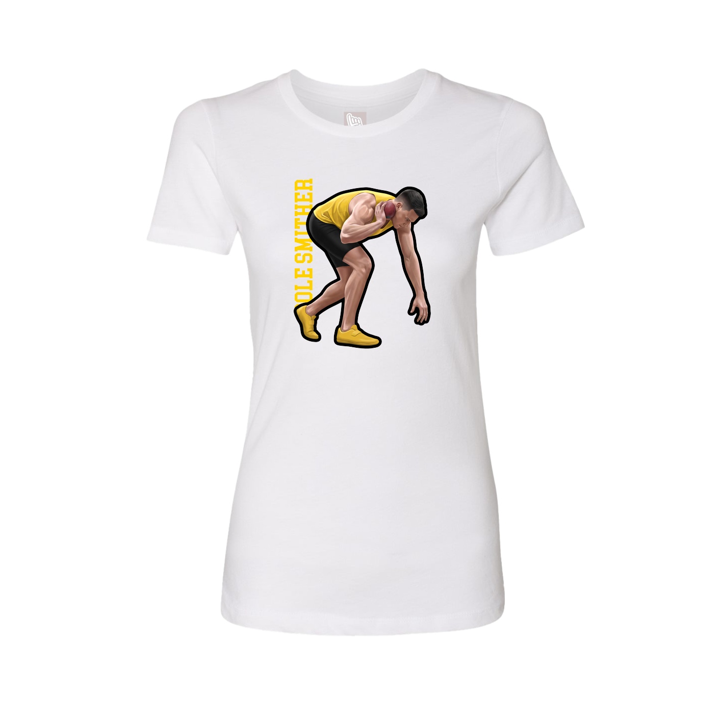 Womens Tee — Name Vertical in White